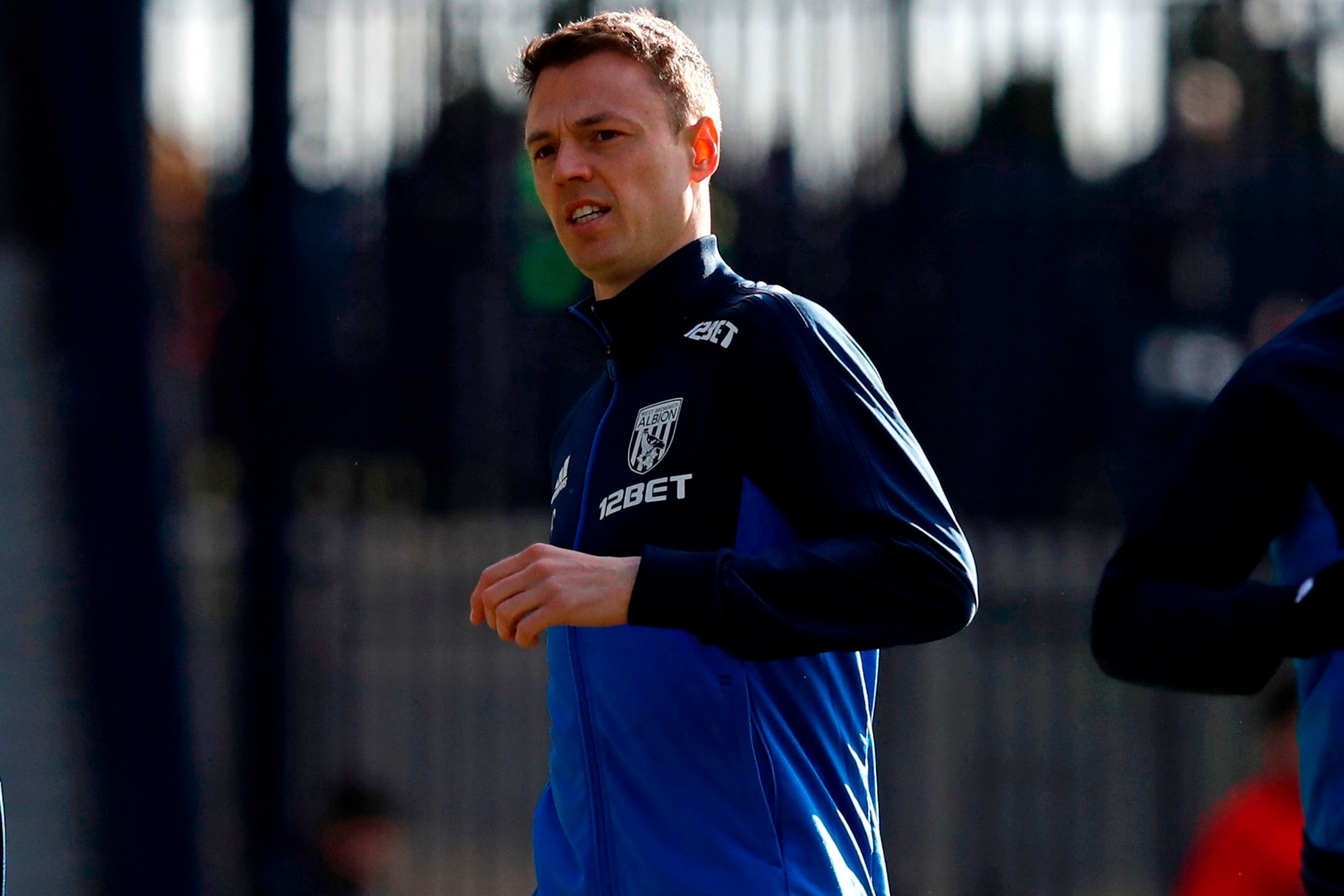 West Bromwich Albion's Northern Irish defender Jonny Evans warms up ahead of the English FA Cup fifth round football match between West Bromwich Albion and Southampton at The Hawthorns stadium in West Bromwich, central England, on February 17, 2018.

Evan