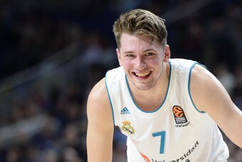 MADRID, SPAIN - JANUARY 25: Luka Doncic, #7 guard of Real Madrid during the 2017/2018 Turkish Airlines Euroleague Regular Season Round 20 game between Real Madrid v Anadolu Efes Istanbul at Wizink Arena on January 25, 2018 in Madrid, Spain. (Photo by Soni