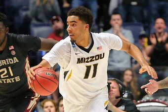 NASHVILLE, TN - MARCH 16:  Jontay Porter #11 of the Missouri Tigers plays against the Florida State Seminoles during the first round of the 2018 NCAA Men's Basketball Tournament at Bridgestone Arena on March 16, 2018 in Nashville, Tennessee.  (Photo by Fr