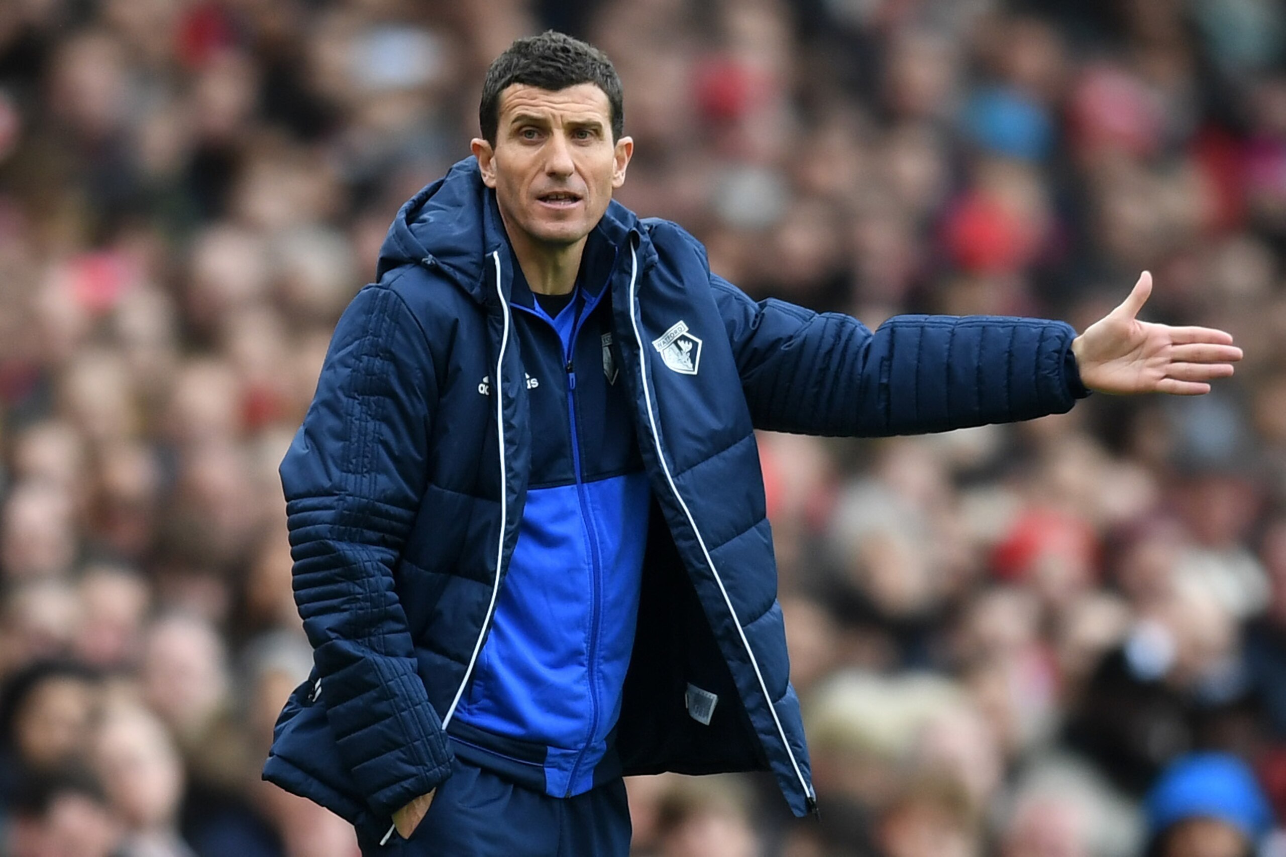 LONDON, ENGLAND - MARCH 11:  Javi Gracia, Manager of Watford makes a point during the Premier League match between Arsenal and Watford at Emirates Stadium on March 11, 2018 in London, England.  (Photo by Michael Regan/Getty Images)