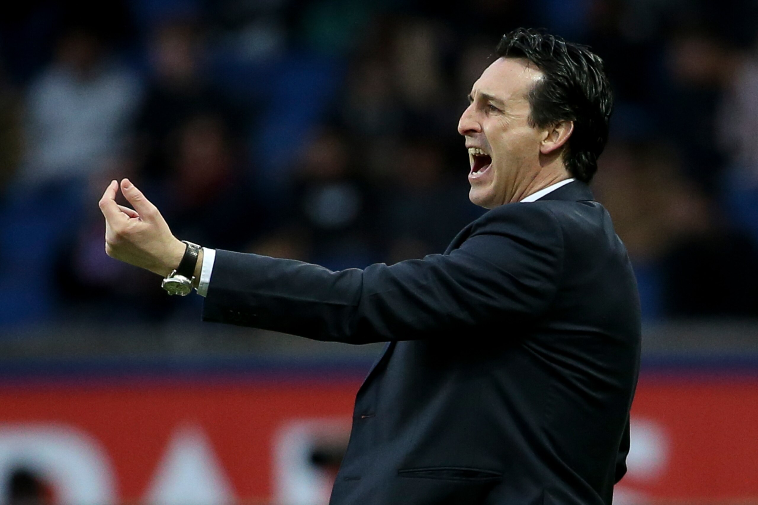PARIS, FRANCE - MARCH 14: Coach of PSG Unai Emery during the French Ligue 1 match between Paris Saint Germain (PSG) and SCO Angers at Parc des Princes stadium on March 14, 2018 in Paris, France. (Photo by Jean Catuffe/Getty Images)
