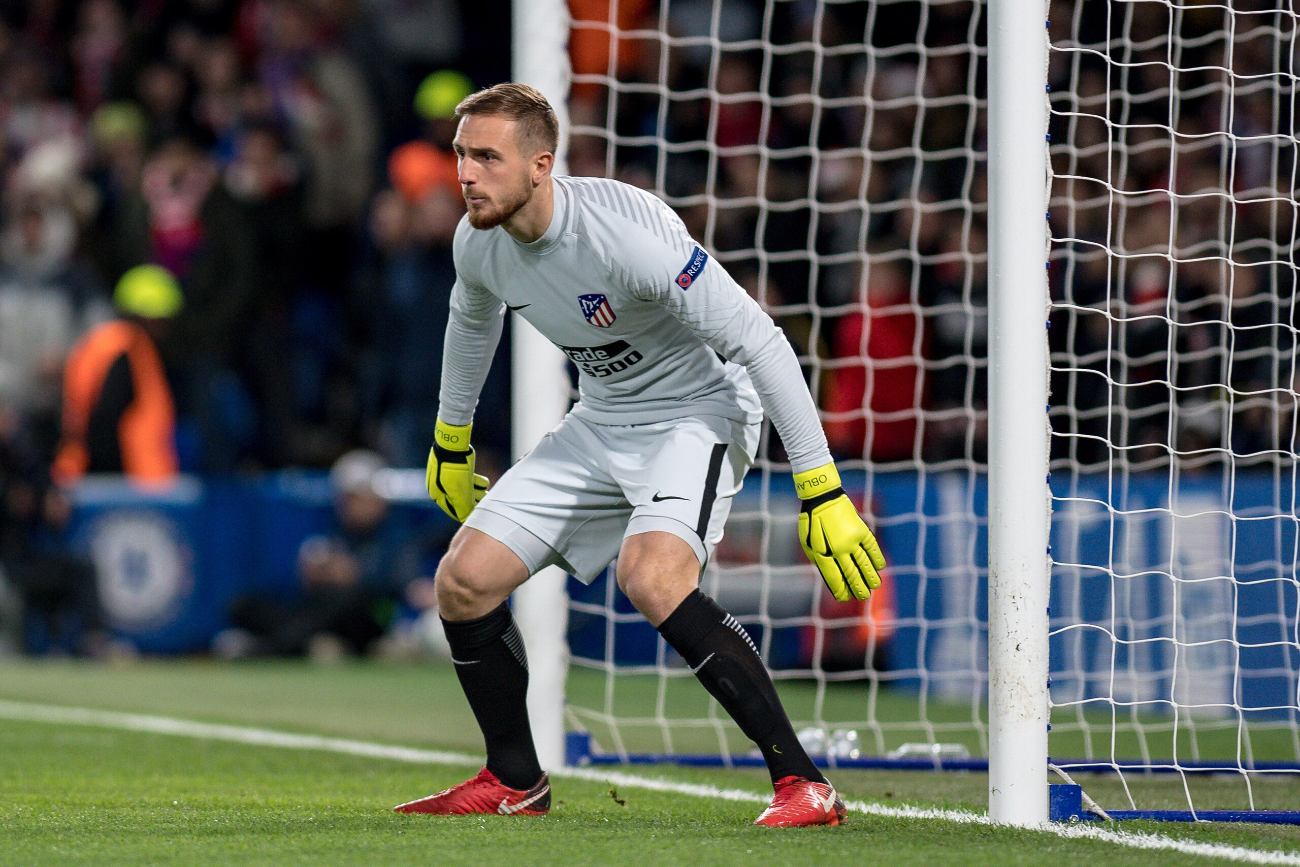 LONDON,ENGLAND - DECEMBER 05: Atletico Madrid (13) GK Jan Oblak during the UEFA Champions League group C match between Chelsea FC and Atletico Madrid at Stamford Bridge on December 5, 2017 in London, United Kingdom. 'n( Photo by Sebastian Frej / MB Media LONDON,ENGLAND - DECEMBER 05: Atletico Madrid (13) GK Jan Oblak during the UEFA Champions League group C match between Chelsea FC and Atletico Madrid at Stamford Bridge on December 5, 2017 in London, United Kingdom. 'n( Photo by Sebastian Frej / MB Media