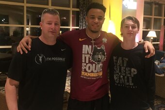 Dave Turco (left) with Marques Townes (middle) at the Final Four