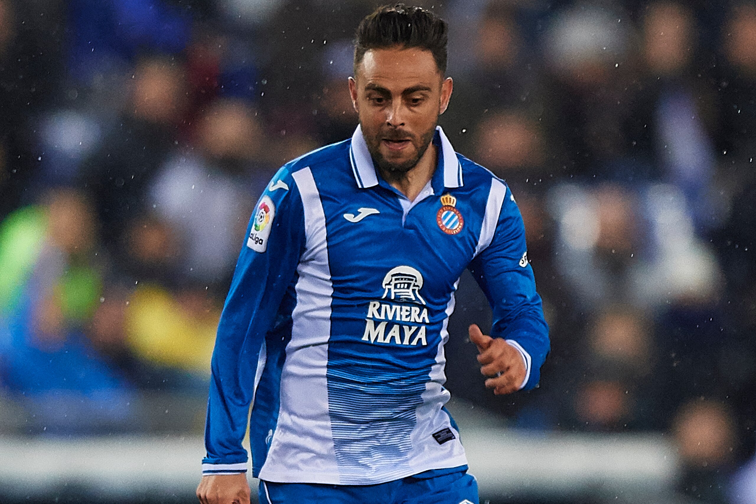 BARCELONA, SPAIN - FEBRUARY 27:  Sergio Garcia of Espanyol runs with the ball during the La Liga match between Espanyol and Real Madrid at Estadio de Cornella-El Prat on February 27, 2018 in Barcelona, Spain.  (Photo by Quality Sport Images/Getty Images)