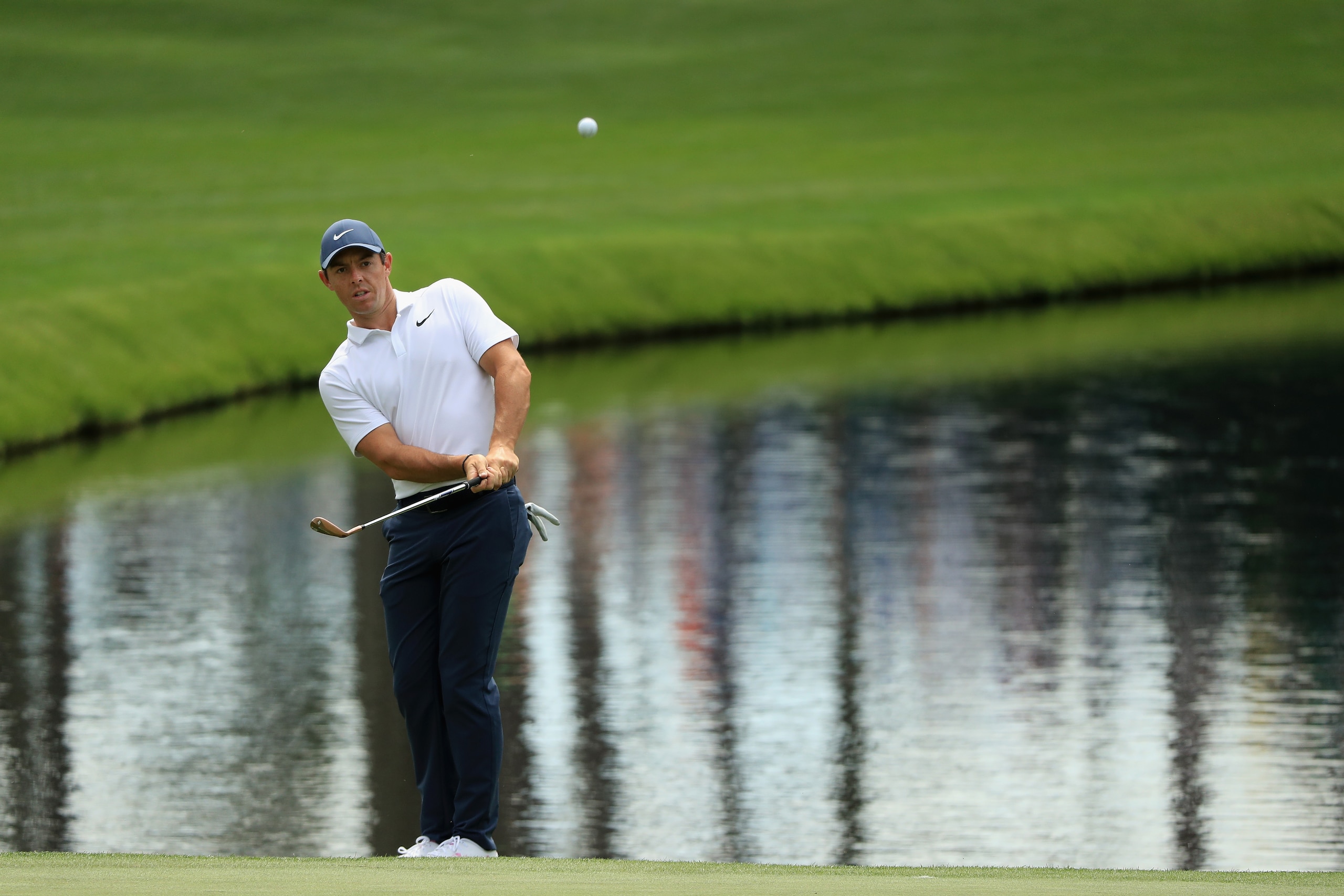 AUGUSTA, GA - APRIL 02:  Rory McIlroy of Northern Ireland chips on the 16th green   during a practice round prior to the start of the 2018 Masters Tournament at Augusta National Golf Club on April 2, 2018 in Augusta, Georgia.  (Photo by Andrew Redington/G