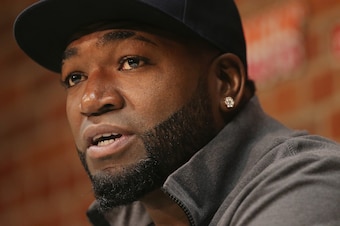 BOSTON, MA - SEPTEMBER 30:  David Ortiz #34 of the Boston Red Sox addresses the media during a press conference before the game against the Toronto Blue Jays at Fenway Park on September 30, 2016 in Boston, Massachusetts.  (Photo by Maddie Meyer/Getty Imag