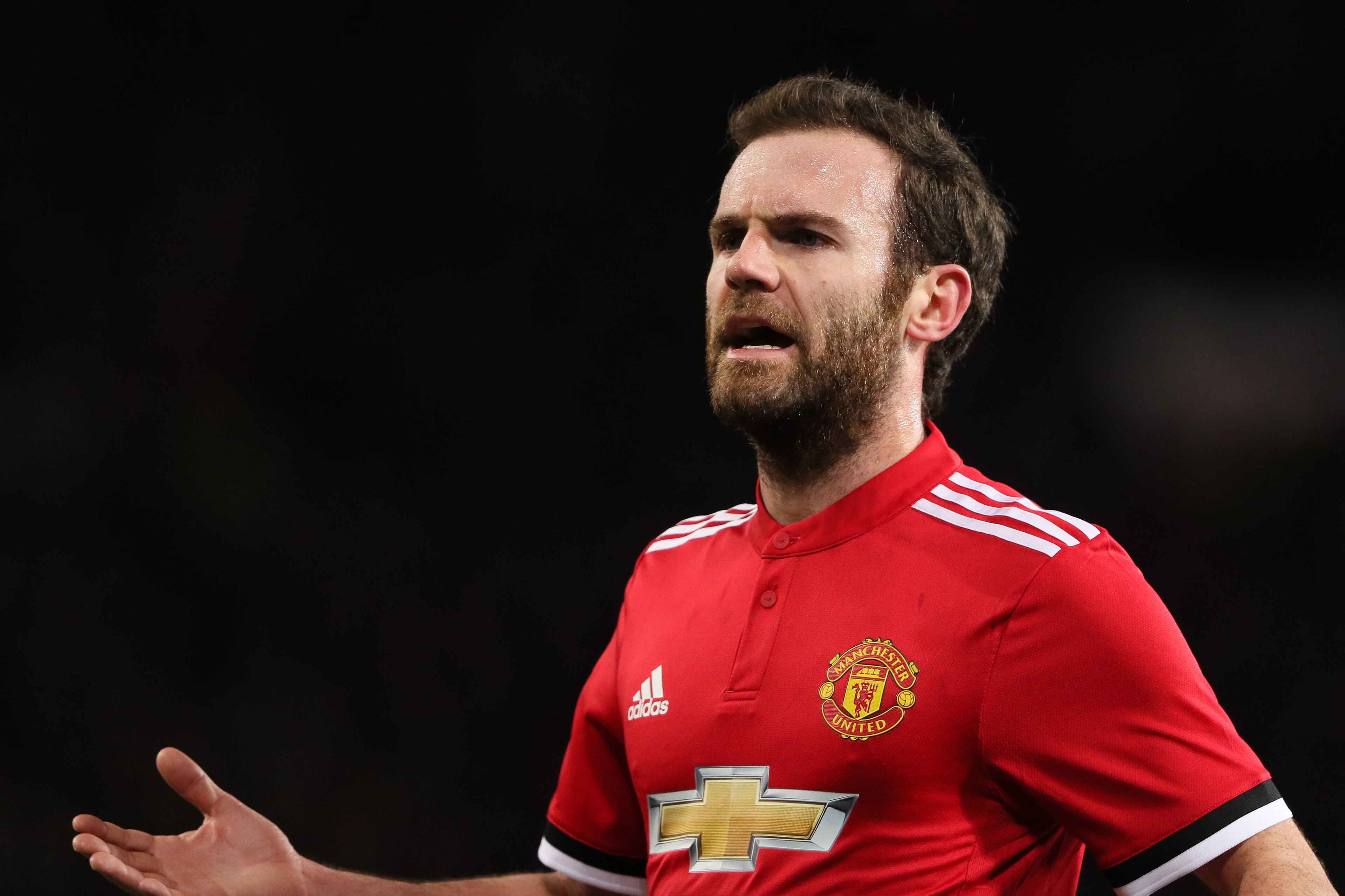 MANCHESTER, ENGLAND - MARCH 17: Juan Mata of Manchester United during the FA Cup Quarter Final match between Manchester United and  Brighton & Hove Albion at Old Trafford on March 17, 2018 in Manchester, England. (Photo by Matthew Ashton - AMA/Getty Image