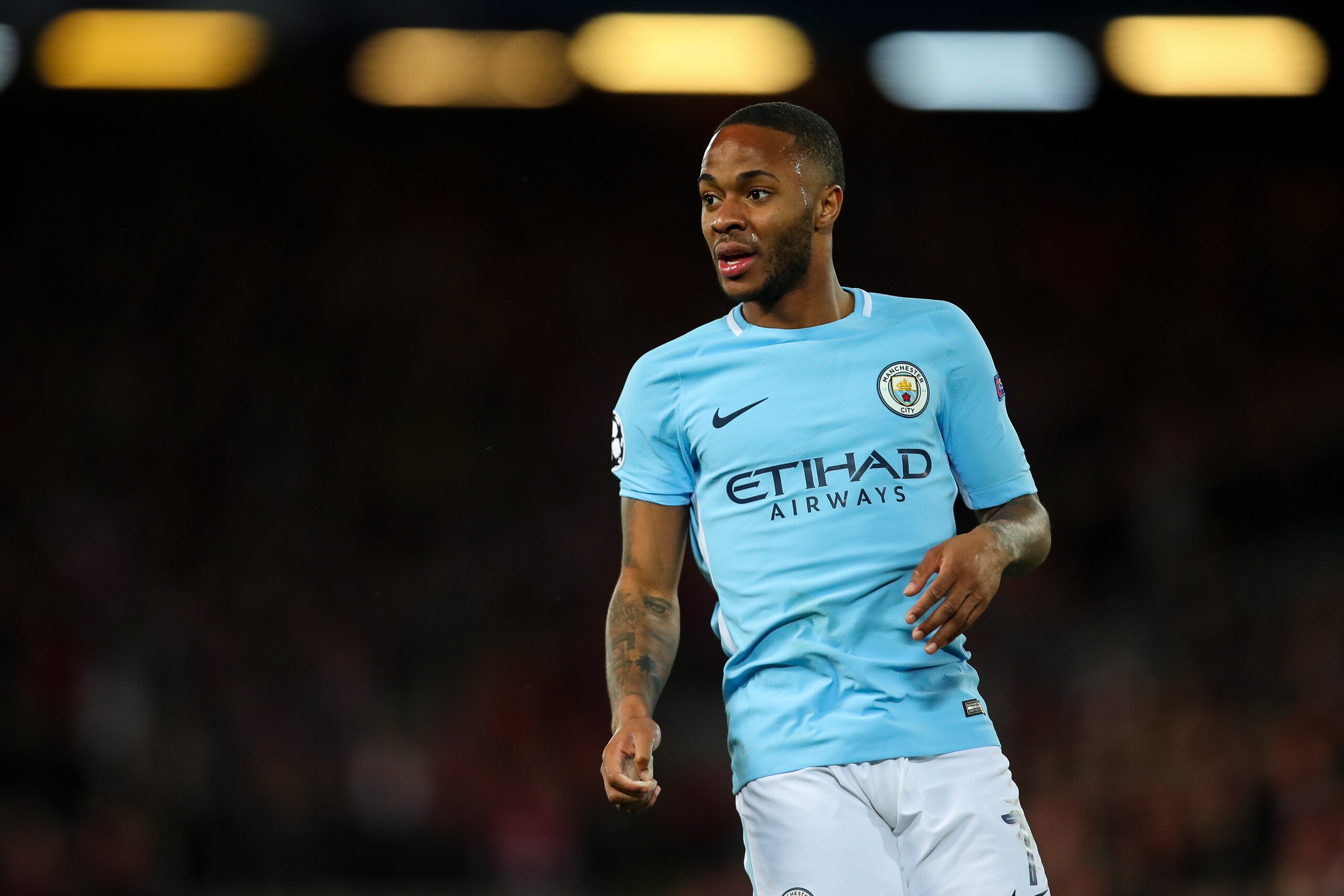 LIVERPOOL, ENGLAND - APRIL 04: Raheem Sterling of Manchester City during the UEFA Champions League Quarter Final first leg match between Liverpool and Manchester City at Anfield on April 4, 2018 in Liverpool, England. (Photo by Robbie Jay Barratt - AMA/Ge