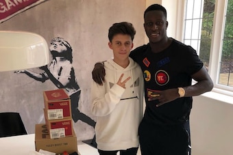 Personal shopper Sam Morgan with Man City's Benjamin Mendy