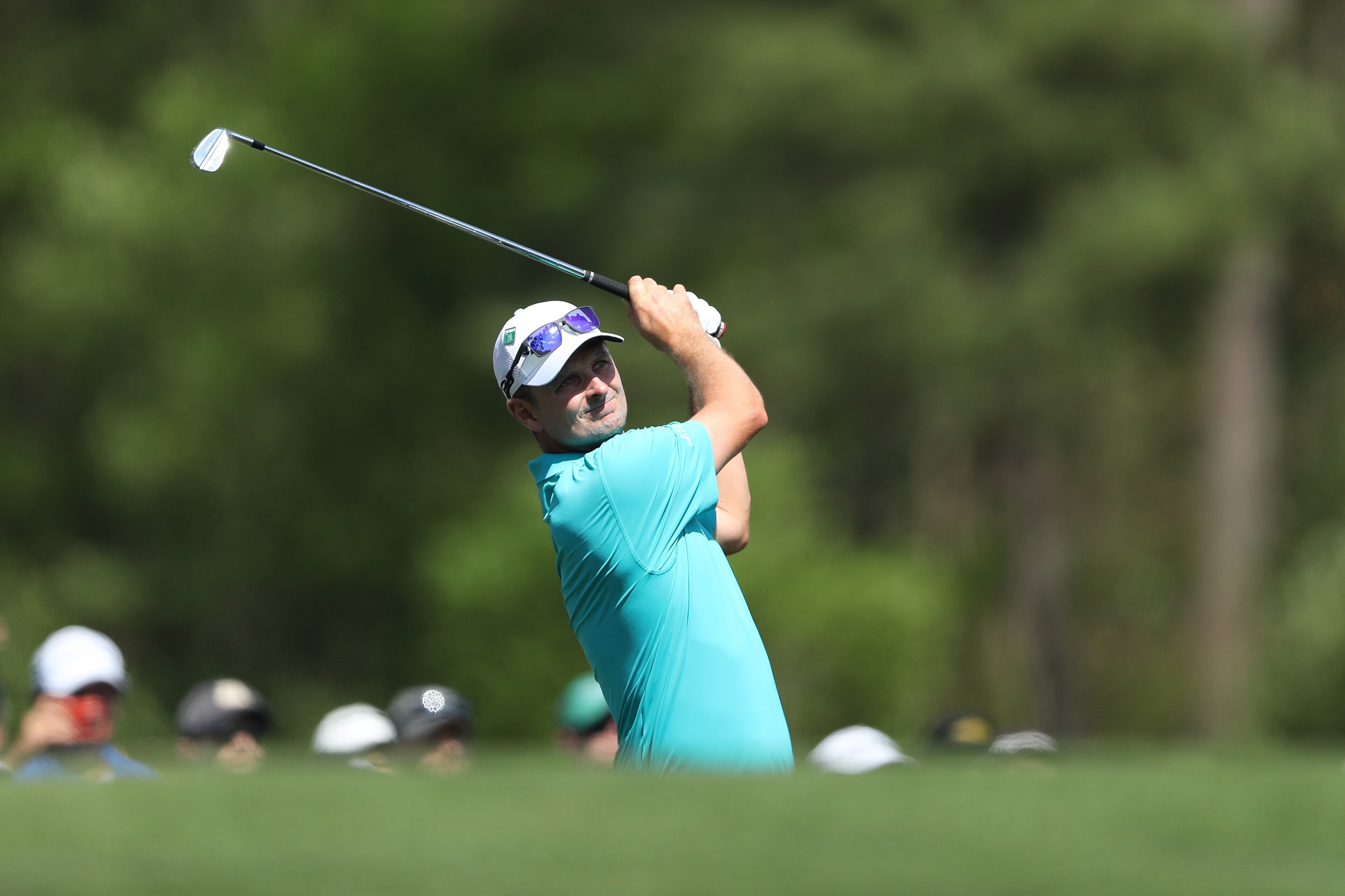 AUGUSTA, GA - APRIL 03:  Justin Rose of England plays his shot from the 12th tee during a practice round prior to the start of the 2018 Masters Tournament at Augusta National Golf Club on April 3, 2018 in Augusta, Georgia.  (Photo by David Cannon/Getty Im