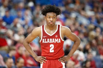 ST LOUIS, MO - MARCH 10:  Collin Sexton #2 of the Alabama Crimson Tide watches the action against the Kentucky Wildcats during the semifinals of the 2018 SEC Basketball Tournament at Scottrade Center on March 10, 2018 in St Louis, Missouri.  (Photo by And