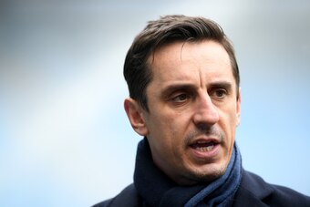 MANCHESTER, ENGLAND - MARCH 04:  Sky Sports pundit Gary Neville looks on prior to the Premier League match between Manchester City and Chelsea at Etihad Stadium on March 4, 2018 in Manchester, England.  (Photo by Laurence Griffiths/Getty Images)