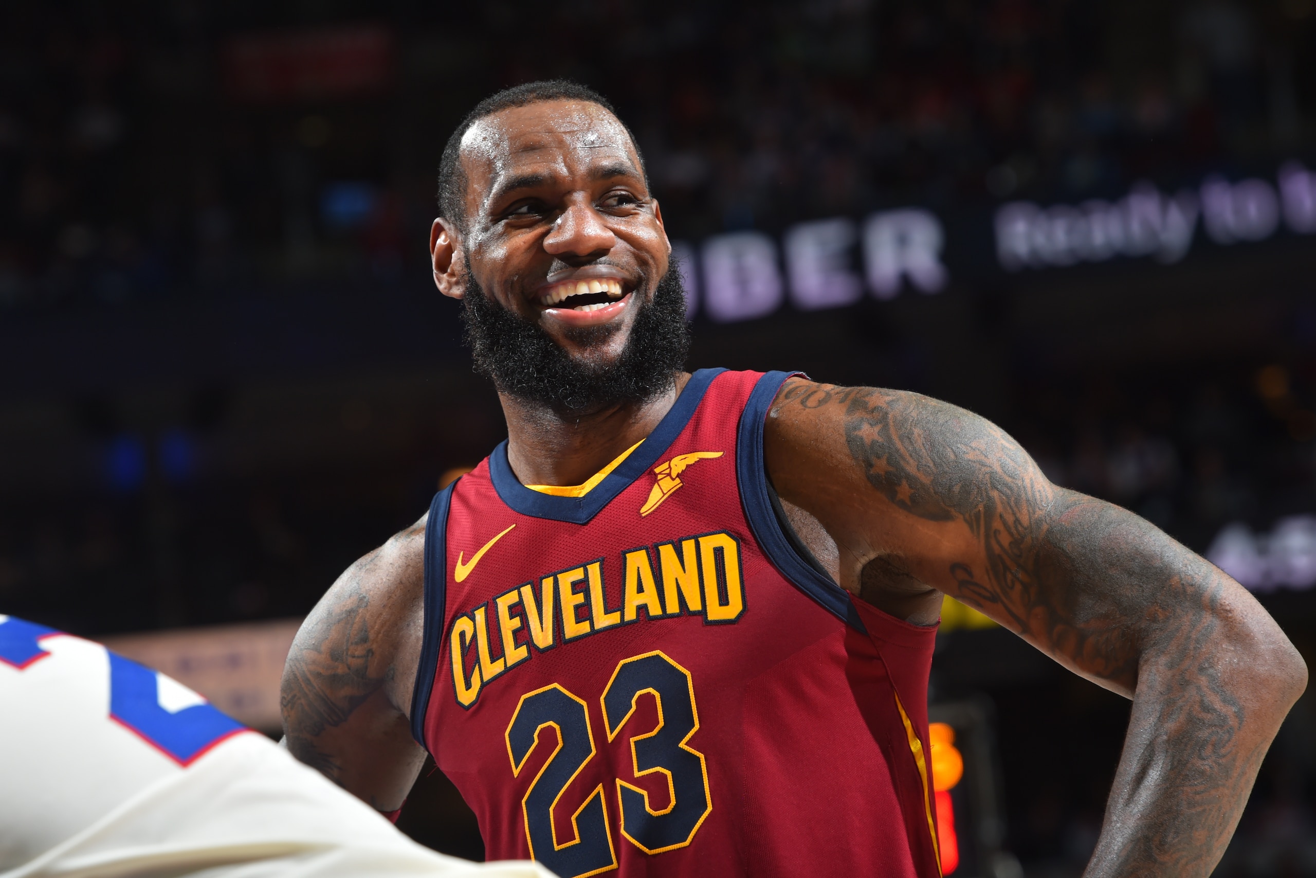 PHILADELPHIA, PA - APRIL 6:  LeBron James #23 of the Cleveland Cavaliers looks on during the game against the Philadelphia 76ers on April 6, 2018 in Philadelphia, Pennsylvania NOTE TO USER: User expressly acknowledges and agrees that, by downloading and/o