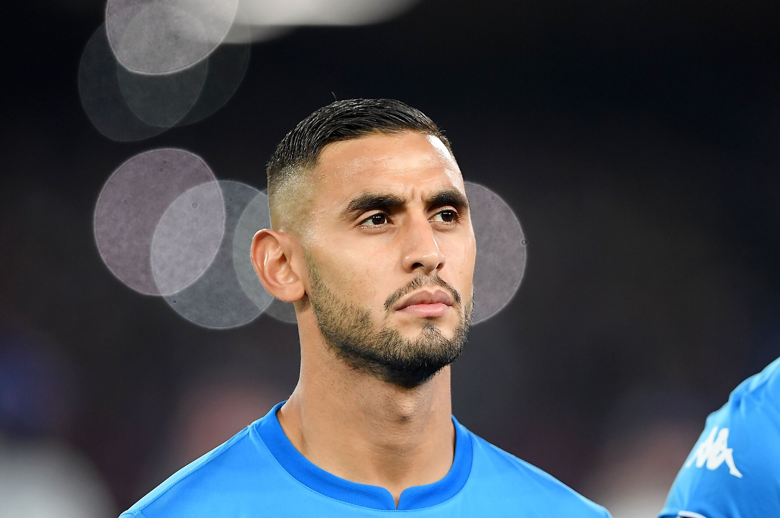 NAPLES, ITALY - NOVEMBER 01: Faouzi Ghoulam of SSC Napoli line up before the UEFA Champions League group F match between SSC Napoli and Manchester City at Stadio San Paolo on November 1, 2017 in Naples, Italy.  (Photo by Francesco Pecoraro/Getty Images)