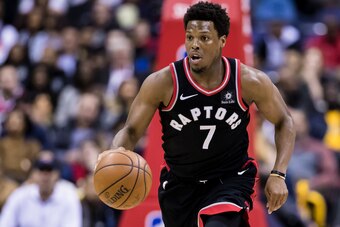 WASHINGTON, DC - MARCH 02: Kyle Lowry #7 of the Toronto Raptors brings the ball up court during the first half against the Washington Wizards at Capital One Arena on March 2, 2018 in Washington, DC. NOTE TO USER: User expressly acknowledges and agrees tha