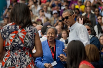 Rachel Robinson with Michelle and Barack Obama.