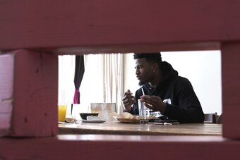 Bell at lunch in downtown Oakland.