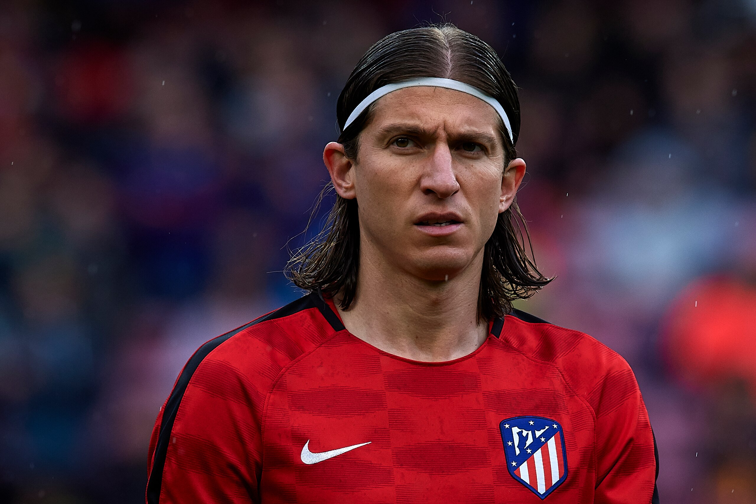 BARCELONA, SPAIN - MARCH 04:  Filipe Luis of Atletico de Madrid looks on prior to the La Liga match between FC Barcelona and Atletico de Madrid at Camp Nou on March 4, 2018 in Barcelona, Spain.  (Photo by Quality Sport Images/Getty Images)