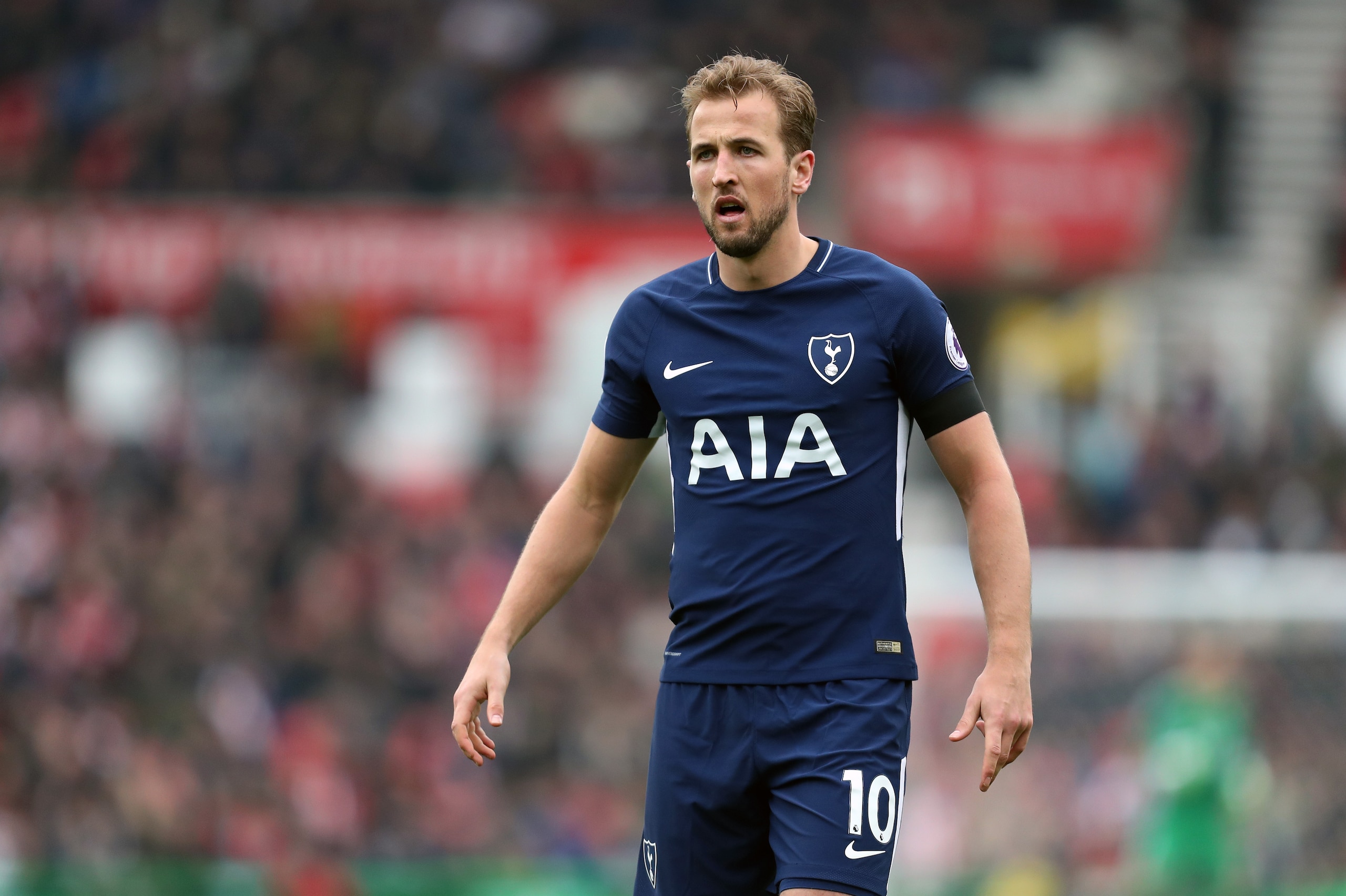 STOKE ON TRENT, ENGLAND - APRIL 07: Harry Kane of Tottenham Hotspur during the Premier League match between Stoke City and Tottenham Hotspur at Bet365 Stadium on April 7, 2018 in Stoke on Trent, England. (Photo by James Baylis - AMA/Getty Images)
