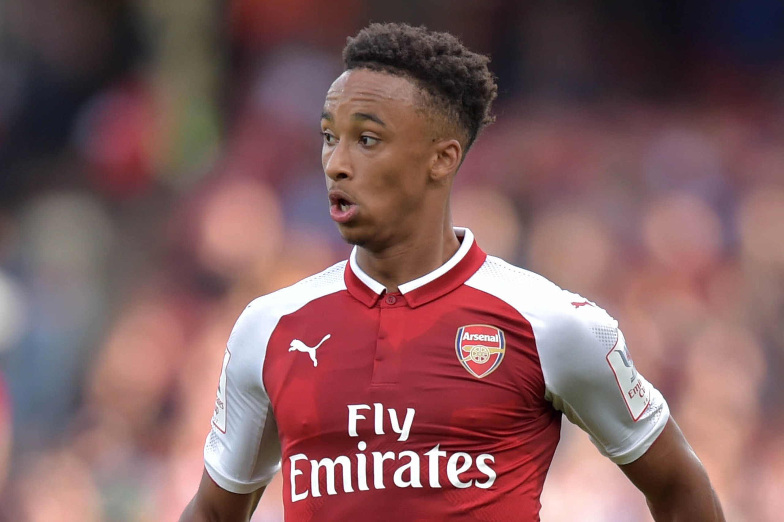 Arsenal's English midfielder Cohen Bramall controls the ball during the pre-season friendly football match between Arsenal and Sevilla at The Emirates Stadium in north London on July 30, 2017, the game is one of four matches played over two days for the E