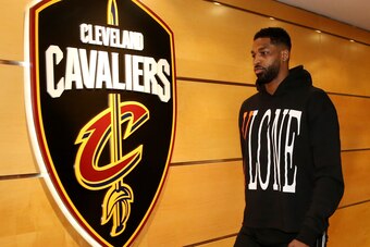 CLEVELAND, OH - APRIL 15:  Tristan Thompson #13 of the Cleveland Cavaliers arrives to the arena prior to Game One of Round One of the 2018 NBA Playoffs against the Indiana Pacers on April 15, 2018 at Quicken Loans Arena in Cleveland, Ohio. NOTE TO USER: U