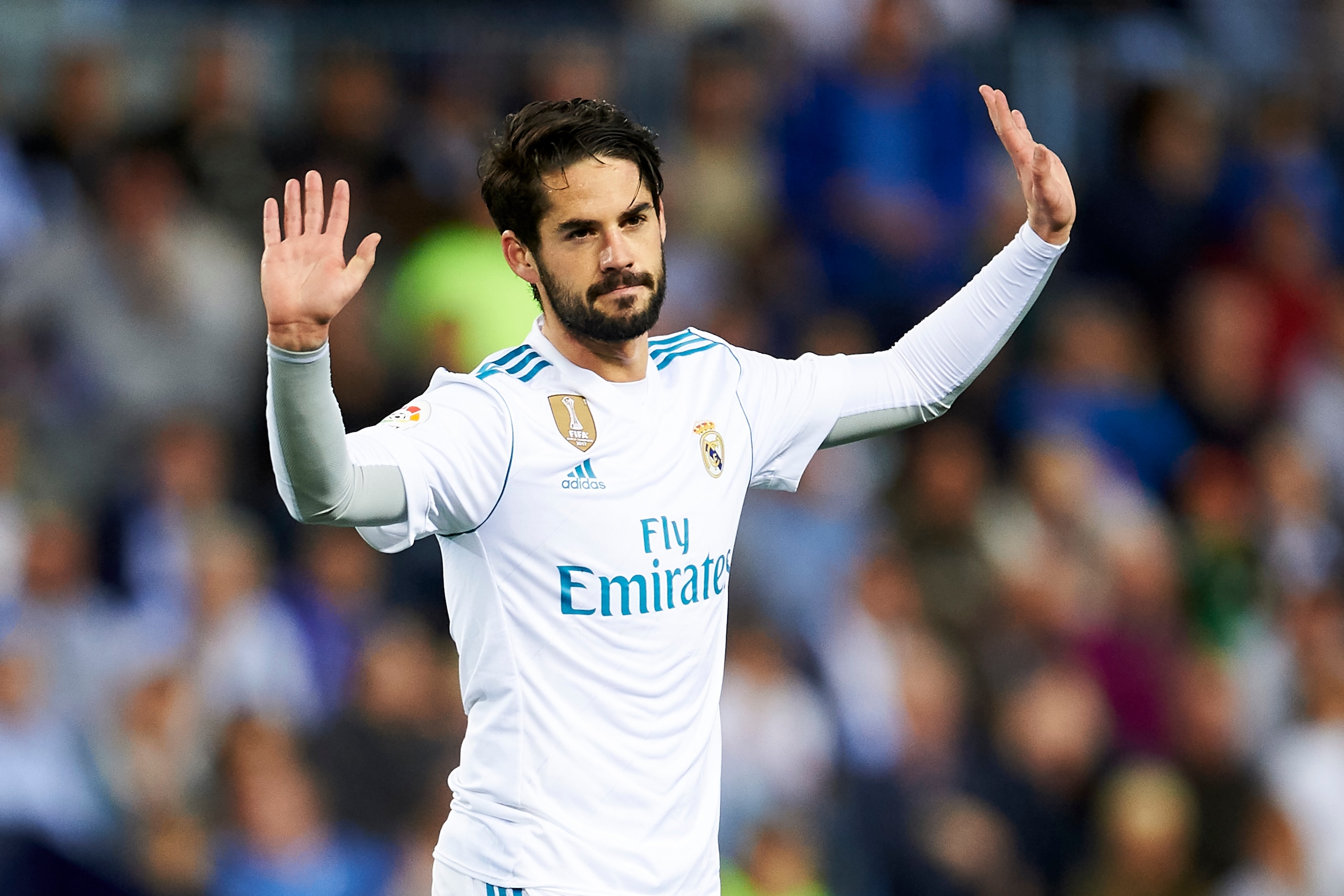 MALAGA, SPAIN - APRIL 15:  Isco Alarcon of Real Madrid celebrates after scoring goal during the La Liga match between Malaga CF and Real Madrid CF at Estadio La Rosaleda on April 15, 2018 in Malaga, Spain.  (Photo by Aitor Alcalde/Getty Images)