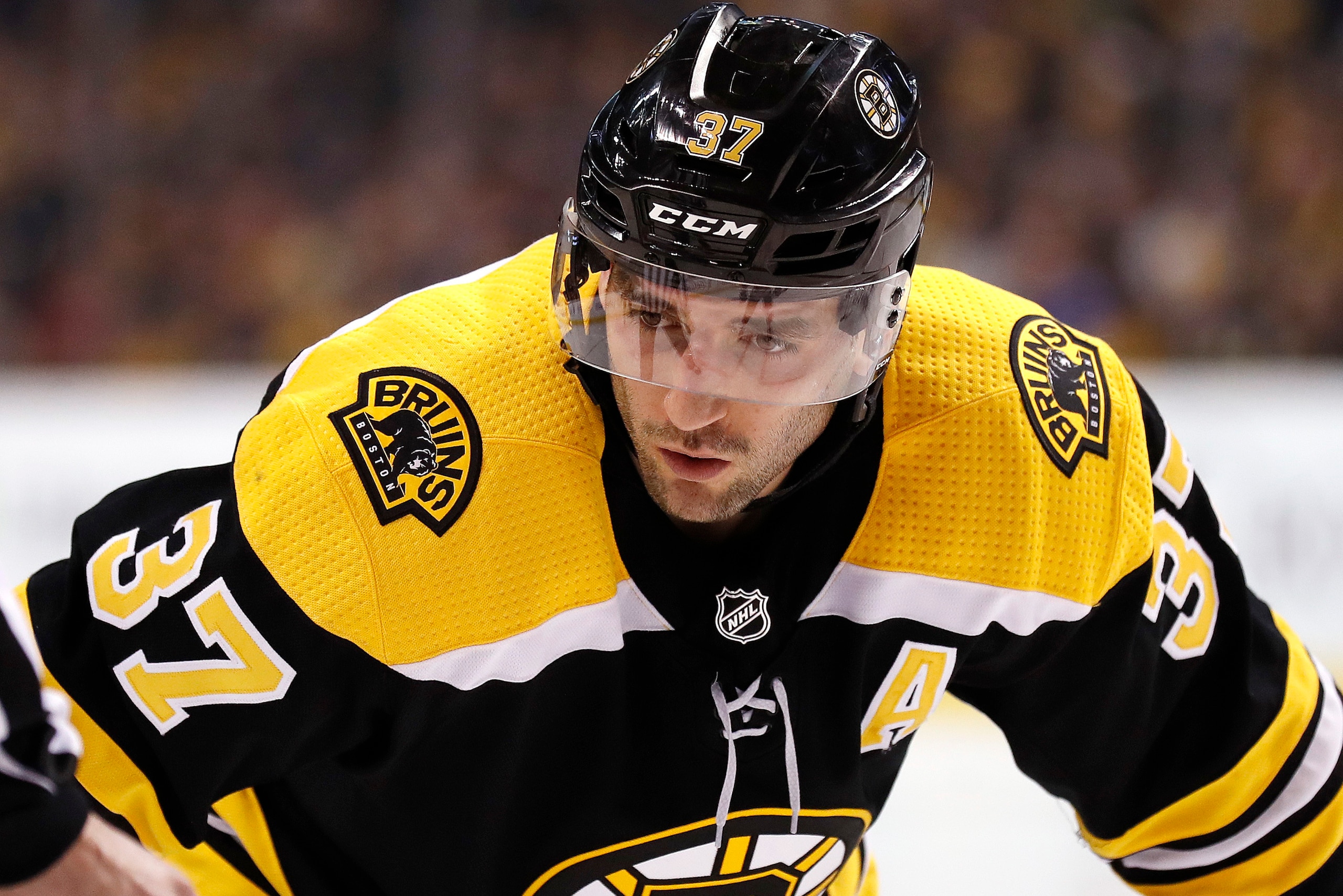 Patrice Bergeron will try to help the Bruins rebound in Toronto after their Game 3 loss.