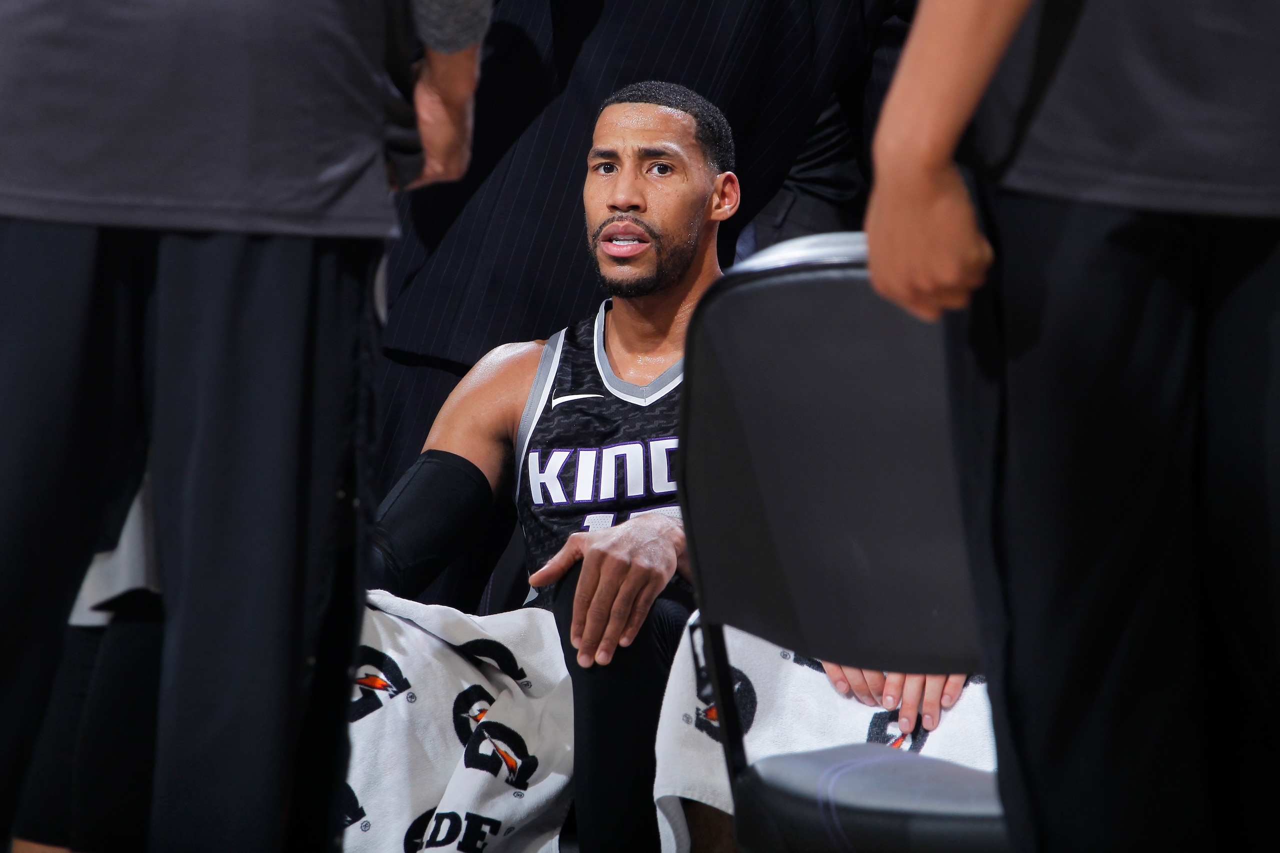 SACRAMENTO, CA - MARCH 7: Garrett Temple #17 of the Sacramento Kings looks on during the game against the New Orleans Pelicans on March 7, 2018 at Golden 1 Center in Sacramento, California. NOTE TO USER: User expressly acknowledges and agrees that, by dow