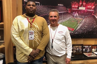 Kiyaunta Goodwin and Ohio State coach Urban Meyer.