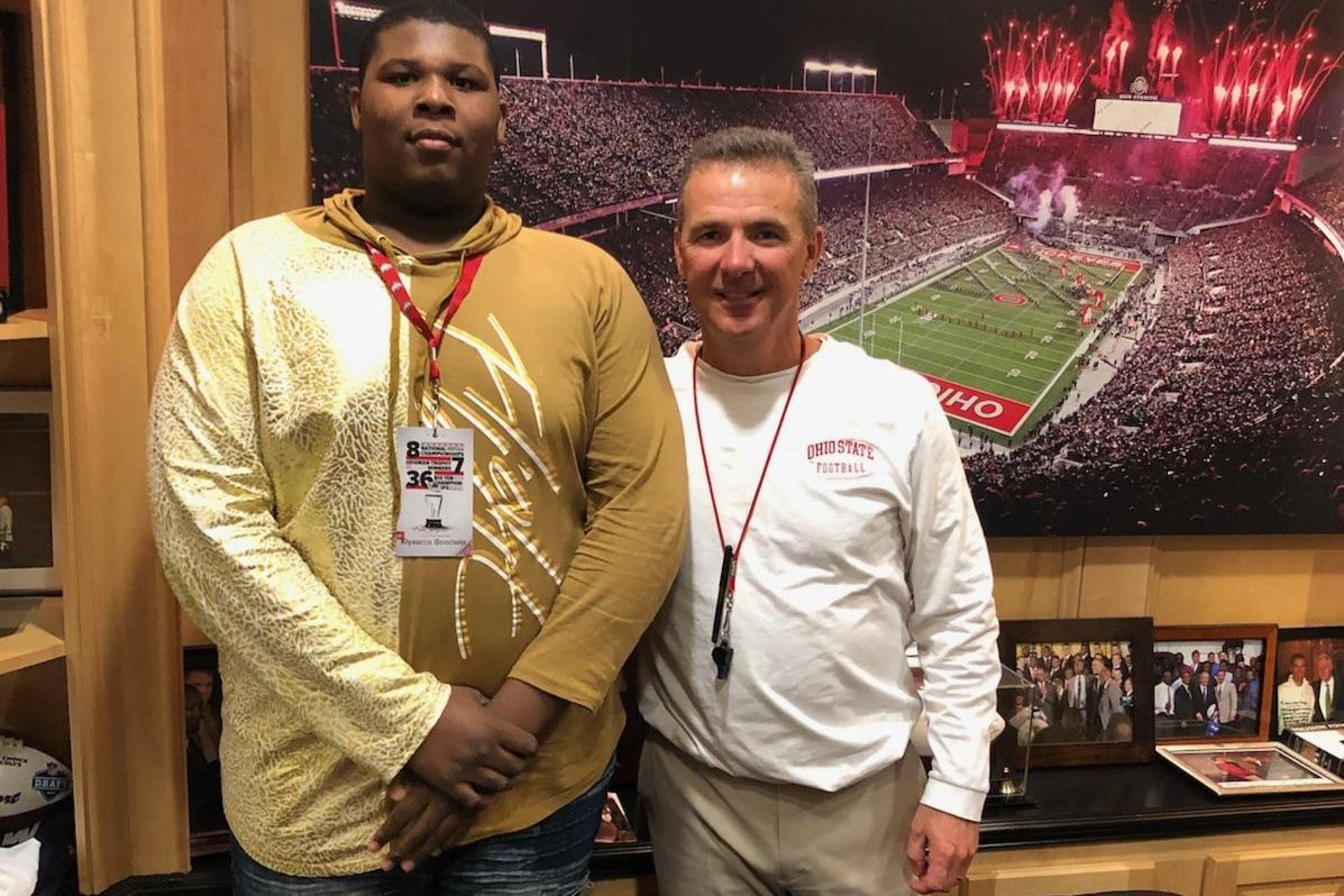 Kiyaunta Goodwin and Ohio State coach Urban Meyer. Kiyaunta Goodwin and Ohio State coach Urban Meyer.