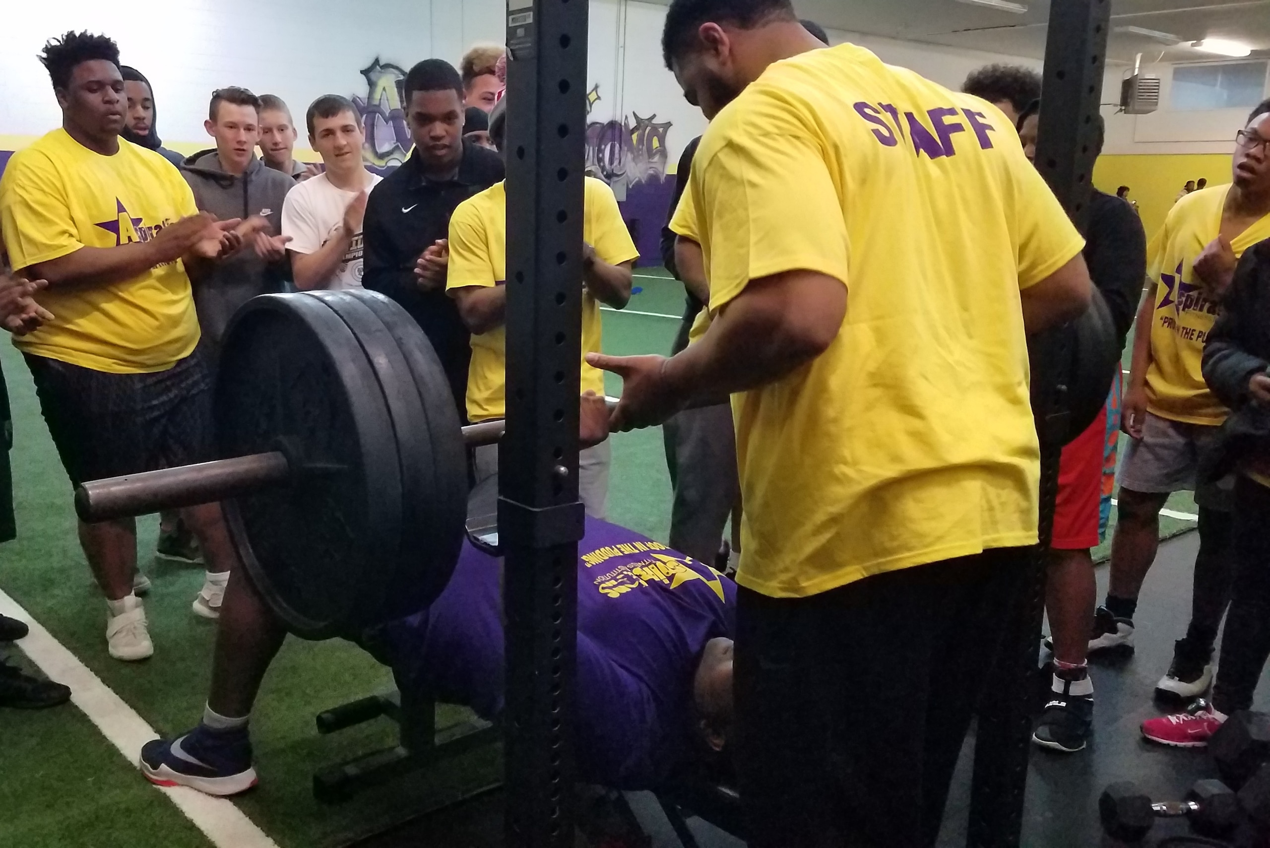 Kiyaunta Goodwin works on the bench press.