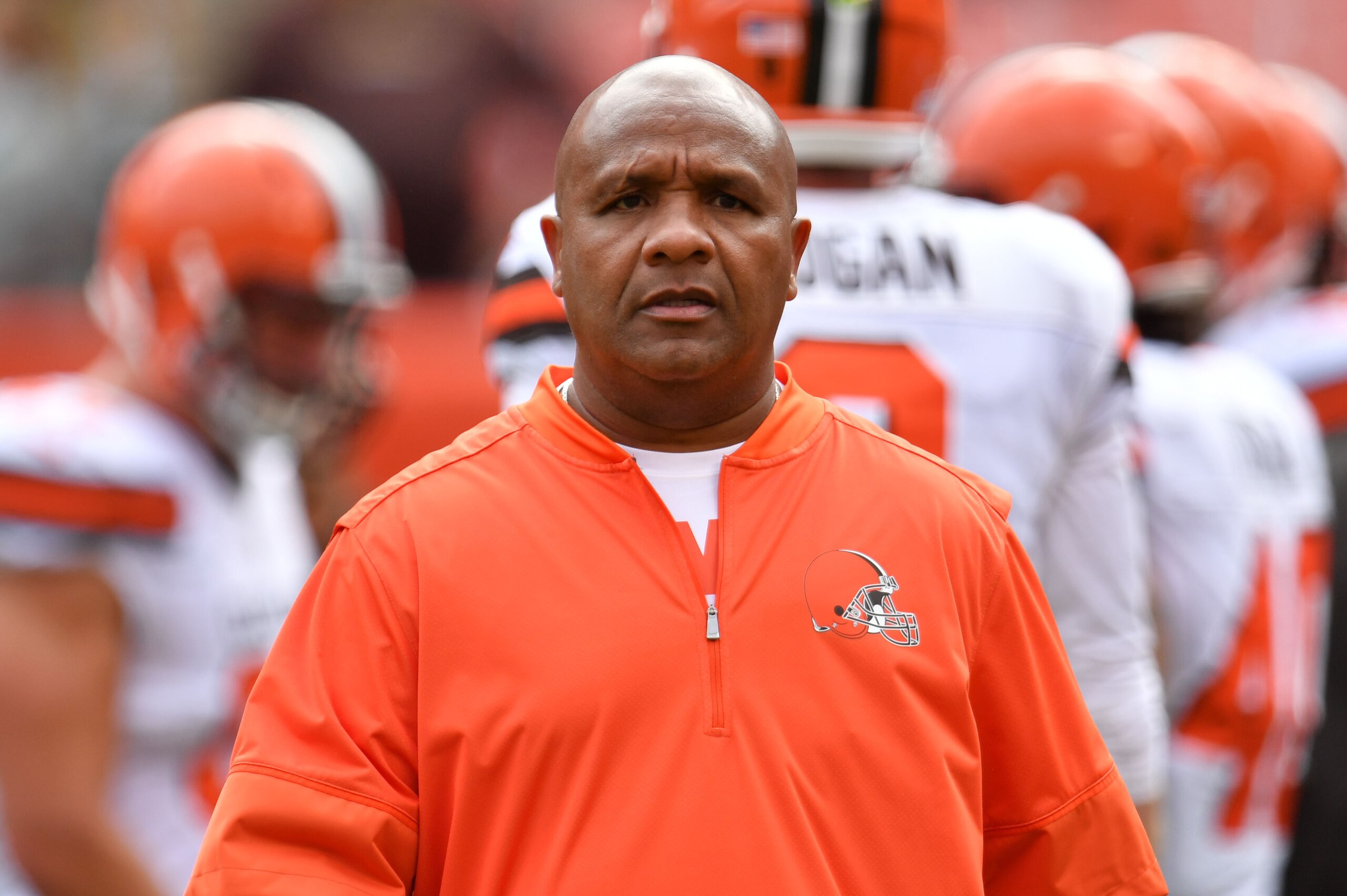 CLEVELAND, OH - OCTOBER 08: Head coach Hue Jackson of the Cleveland Browns during warmups before the game against the New York Jets at FirstEnergy Stadium on October 8, 2017 in Cleveland, Ohio. (Photo by Jason Miller/Getty Images)