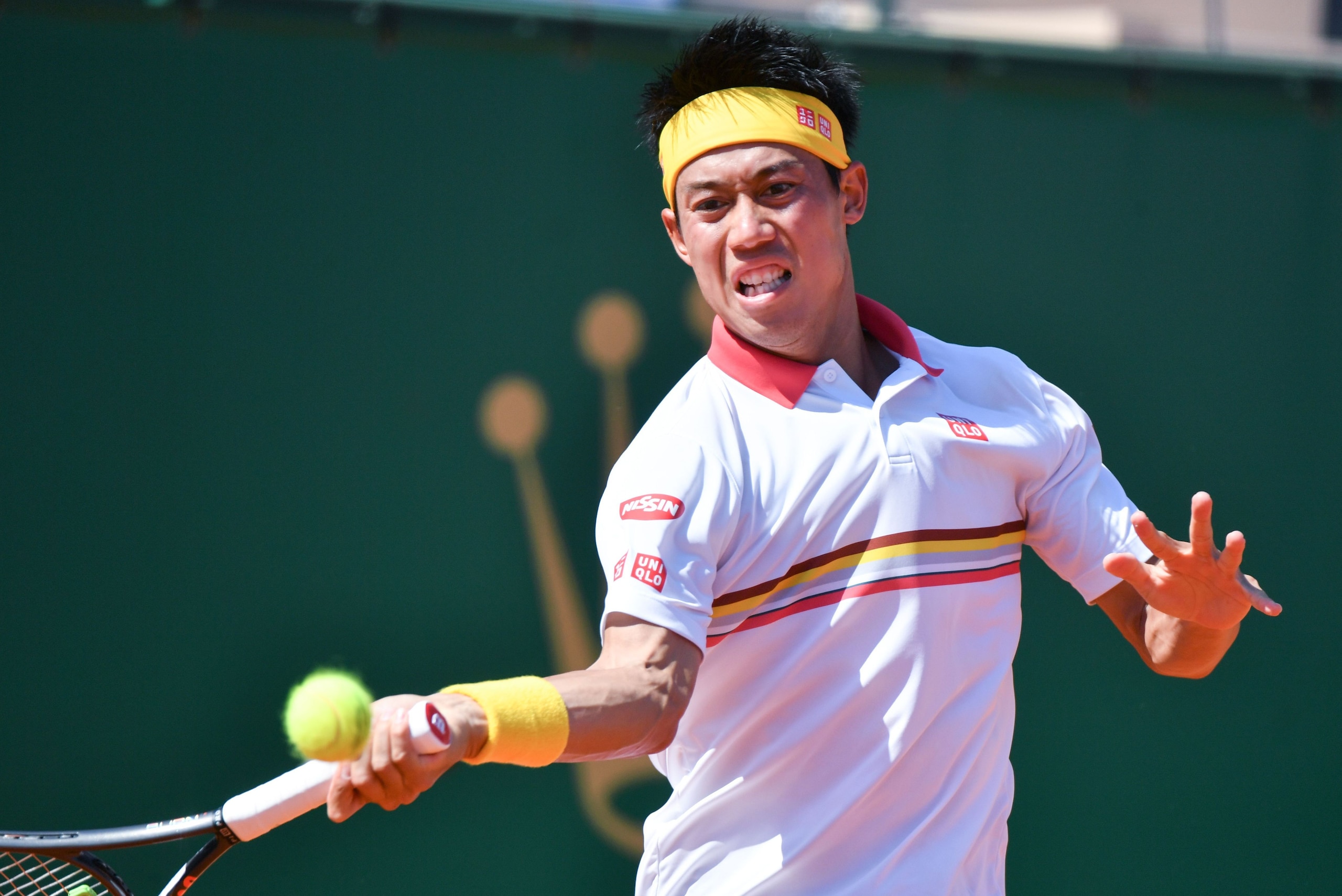 Japan's Kei Nishikori hits a return to Spain's Rafael Nadal during their final match in the Monte-Carlo ATP Masters Series tournament on April 22, 2018 in Monaco. (Photo by Yann COATSALIOU / AFP) (Photo credit should read YANN COATSALIOU/AFP/Getty Japan's Kei Nishikori hits a return to Spain's Rafael Nadal during their final match in the Monte-Carlo ATP Masters Series tournament on April 22, 2018 in Monaco. (Photo by Yann COATSALIOU / AFP) (Photo credit should read YANN COATSALIOU/AFP/Getty