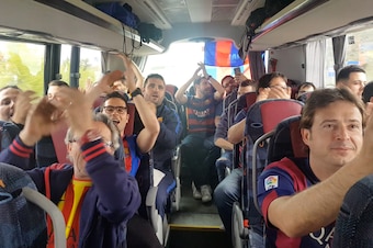 The Barca fans enjoying their trip to Madrid