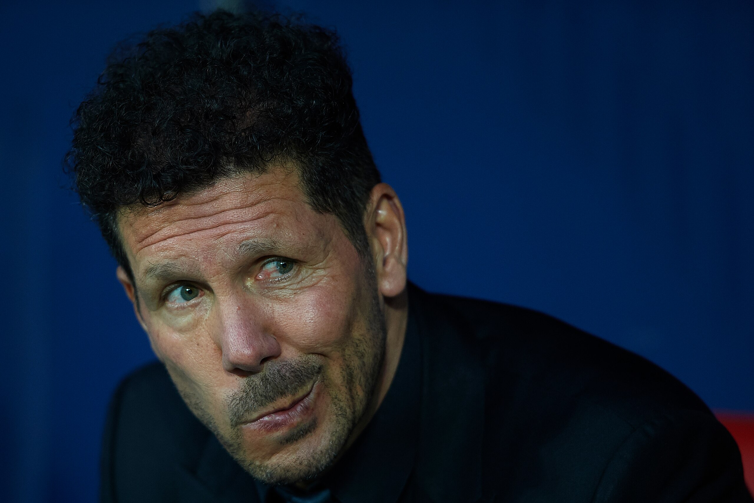 MADRID, SPAIN - APRIL 22:  Diego Pablo Simeone, Manager of Atletico de Madrid looks on prior to the La Liga match between Atletico Madrid and Real Betis at Wanda Metropolitano Stadium on April 22, 2018 in Madrid, Spain. (Photo by Quality Sport Images/Gett