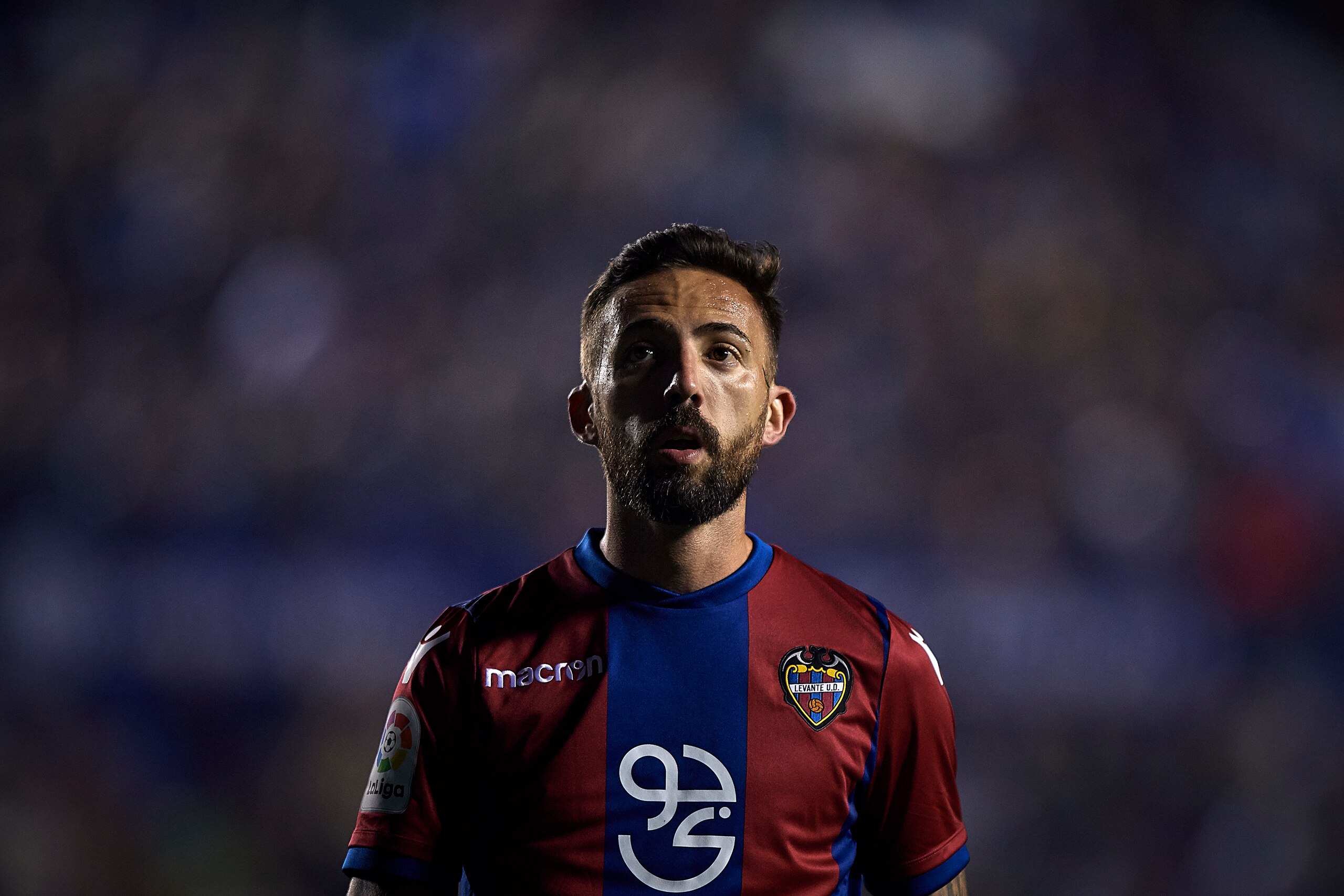 VALENCIA, SPAIN - APRIL 19:  Jose luis Morales of Levante looks on during the La Liga match between Levante and Malaga at Ciutat de Valencia Stadium on April 19, 2018 in Valencia, Spain.  (Photo by Quality Sport Images/Getty Images)