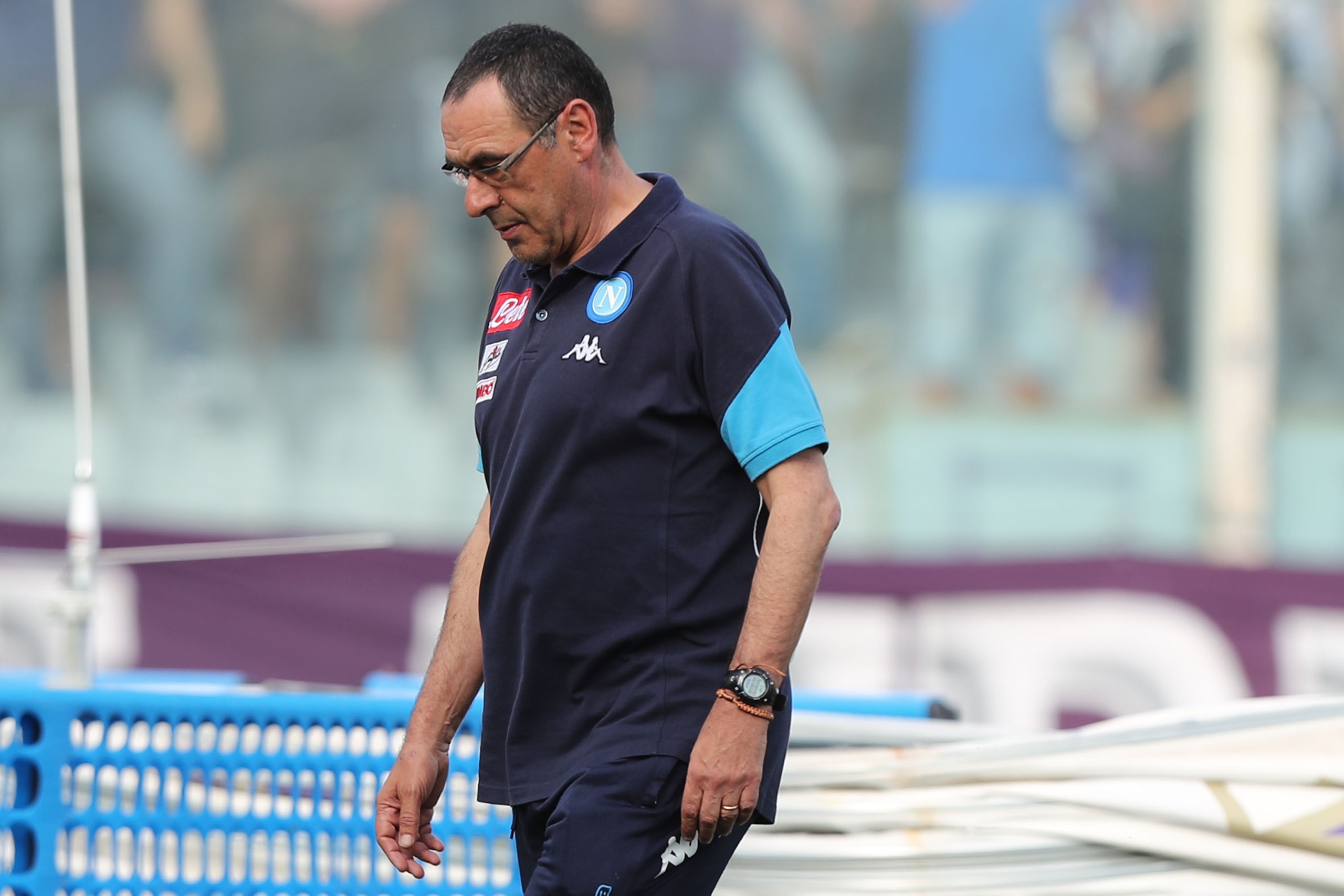 FLORENCE, ITALY - APRIL 29: Maurizio Sarri manager of SSC Napoli during the serie A match between ACF Fiorentina and SSC Napoli at Stadio Artemio Franchi on April 29, 2018 in Florence, Italy.  (Photo by Gabriele Maltinti/Getty Images)