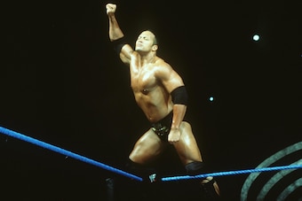 370782 03: World Wrestling Federation's Wrestler Rock Poses June 12, 2000 In Los Angeles, Ca.  (Photo By Getty Images)