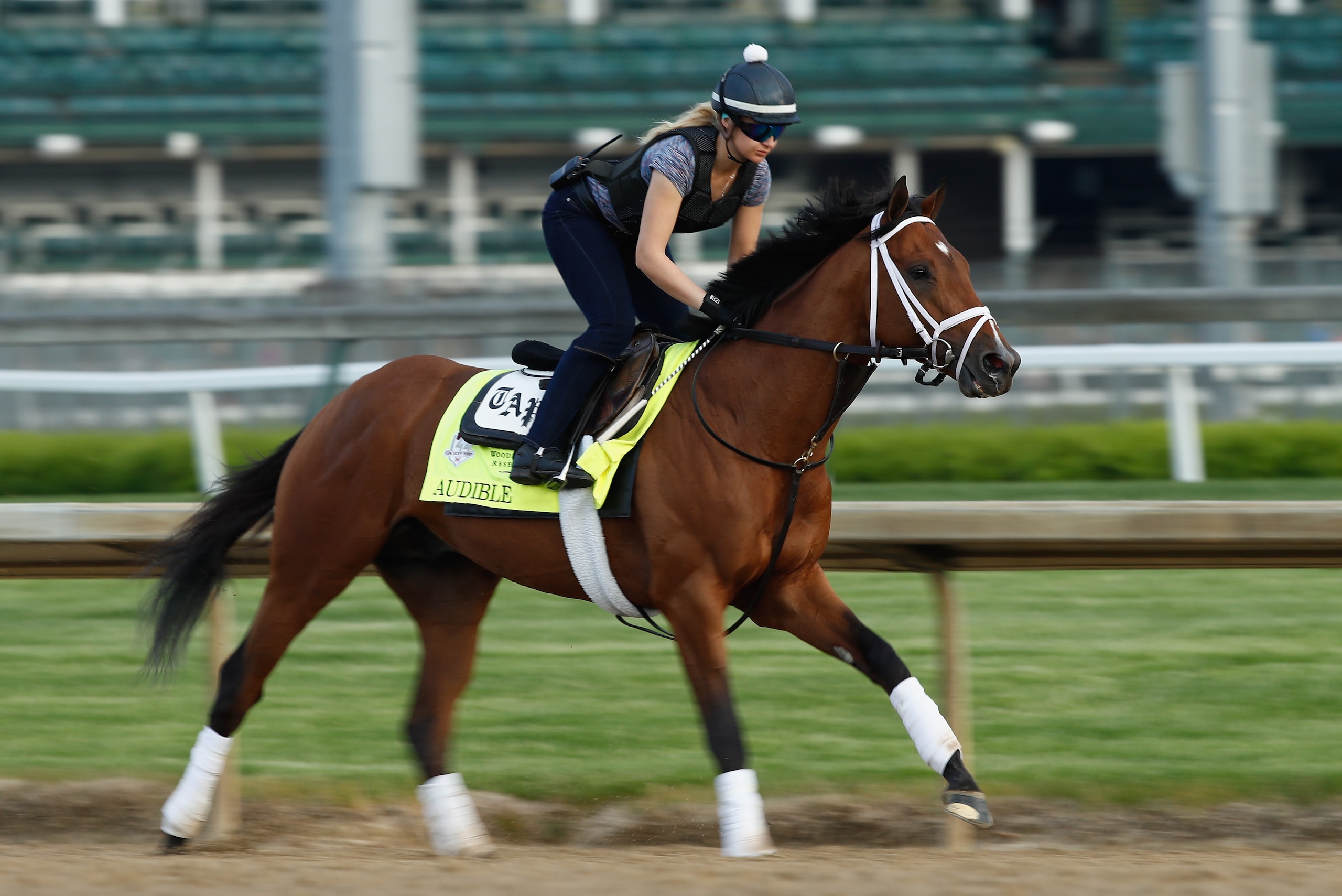 LOUISVILLE, KY - MAY 02: Audible runs on the track during the morning training for the Kentucky Derby at Churchill Downs on May 2, 2018 in Louisville, Kentucky. (Photo by Andy Lyons/Getty Images) LOUISVILLE, KY - MAY 02: Audible runs on the track during the morning training for the Kentucky Derby at Churchill Downs on May 2, 2018 in Louisville, Kentucky. (Photo by Andy Lyons/Getty Images)