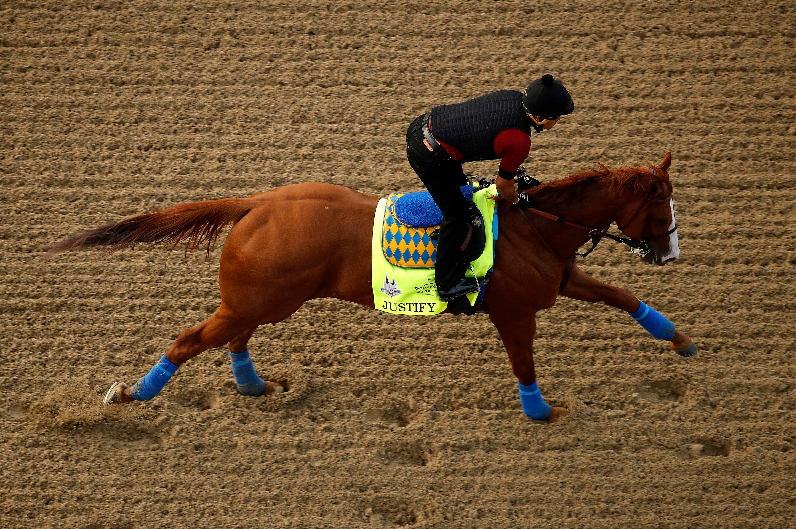 Justify is still favoured, even if rain slows the track.