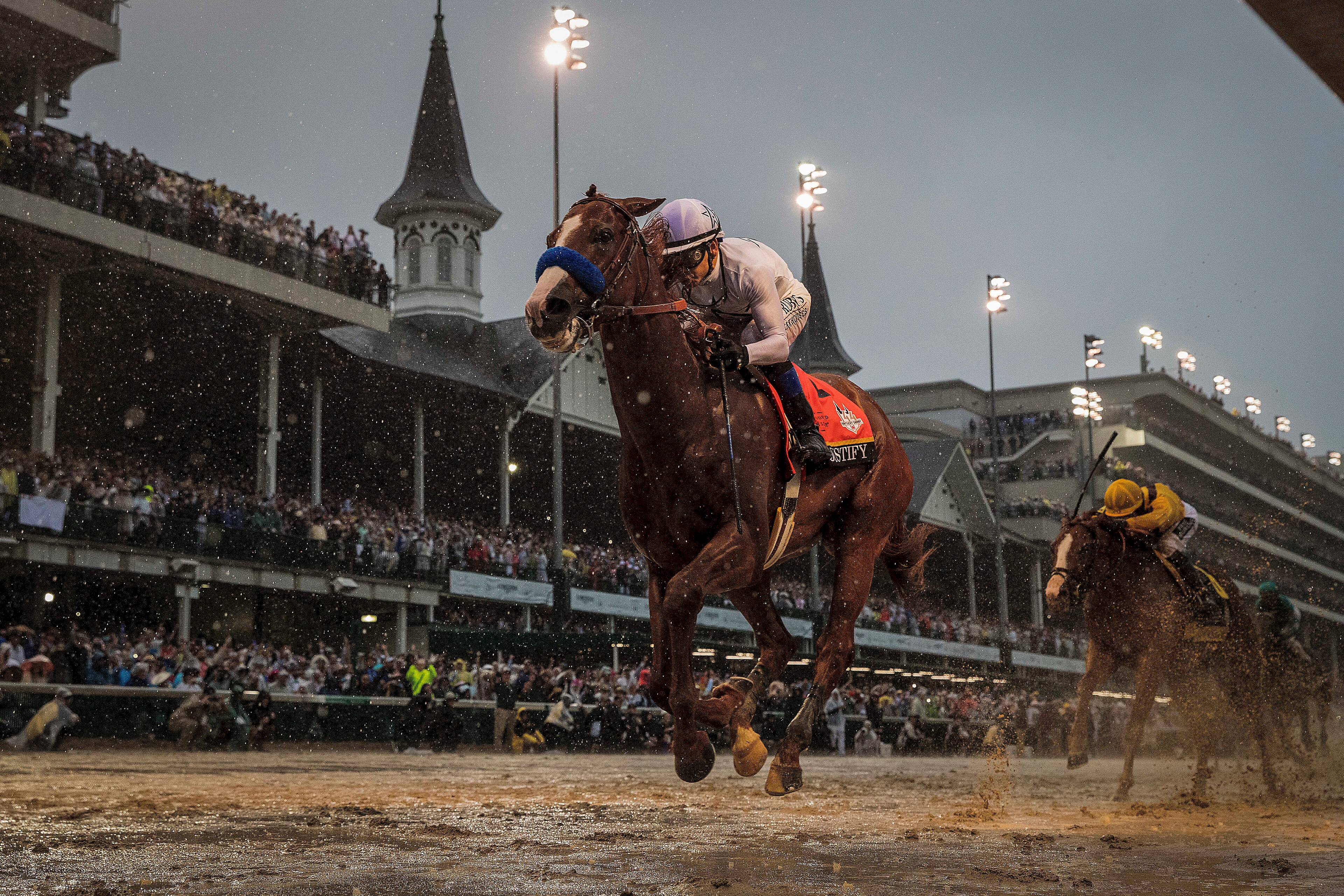 LOUISVILLE, KY - MAY 05: Justify #7 with Mike Smith up wins the 144th Kentucky Derby at Churchill Downs on May 5, 2018 in Louisville, Kentucky. (Photo by Alex Evers/Eclipse Sportswire/Getty Images) LOUISVILLE, KY - MAY 05: Justify #7 with Mike Smith up wins the 144th Kentucky Derby at Churchill Downs on May 5, 2018 in Louisville, Kentucky. (Photo by Alex Evers/Eclipse Sportswire/Getty Images)