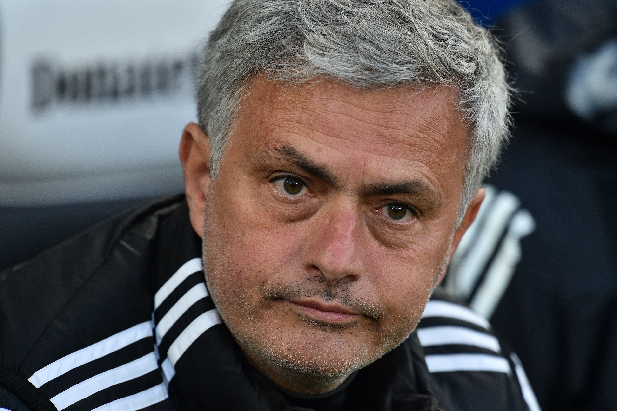 Manchester United's Portuguese manager Jose Mourinho awaits kick off in the English Premier League football match between Brighton and Hove Albion and Manchester United at the American Express Community Stadium in Brighton, southern England on May 4, 2018