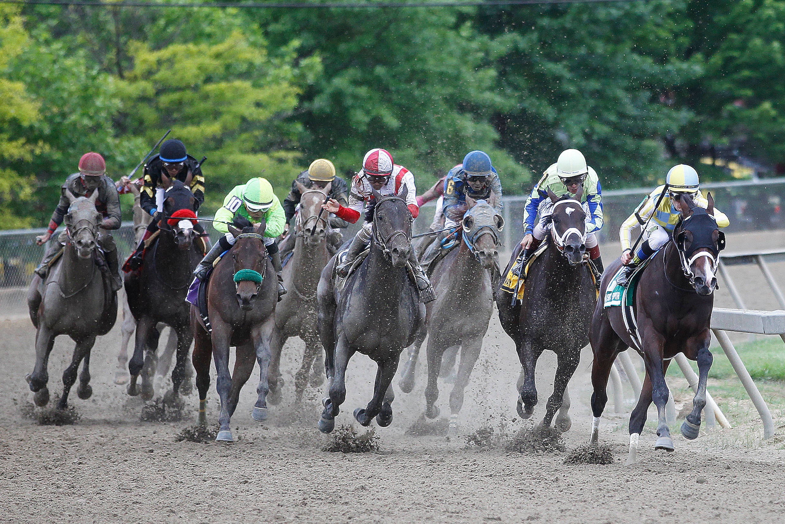 BALTIMORE, MD- MAY 20: Cloud Computing, with Javier Castellano up, wins the Grade I Preakness Stakes at Pimlico Race Course on May 20, 2017 in Baltimore, Maryland. (Photo by Horsephotos/Getty Images)