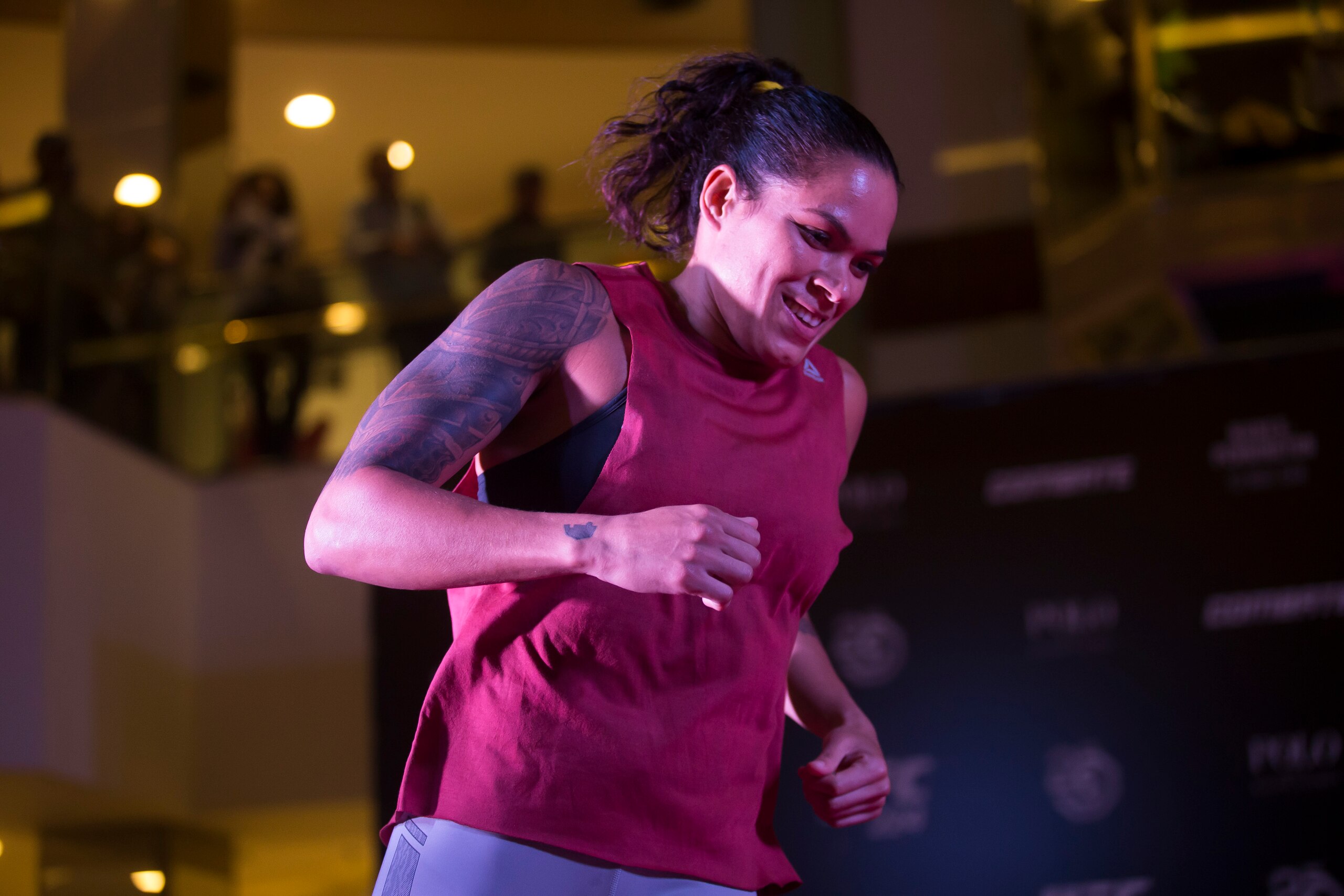RIO DE JANEIRO, BRAZIL - MAY 09: UFC women's bantamweight champion contender Amanda Nunes of Brazil holds an open training session at Barra Shopping Mall on May 9, 2018 in Rio de Janeiro, Brazil. (Photo by Bruna Prado/Zuffa LLC via Getty Images)