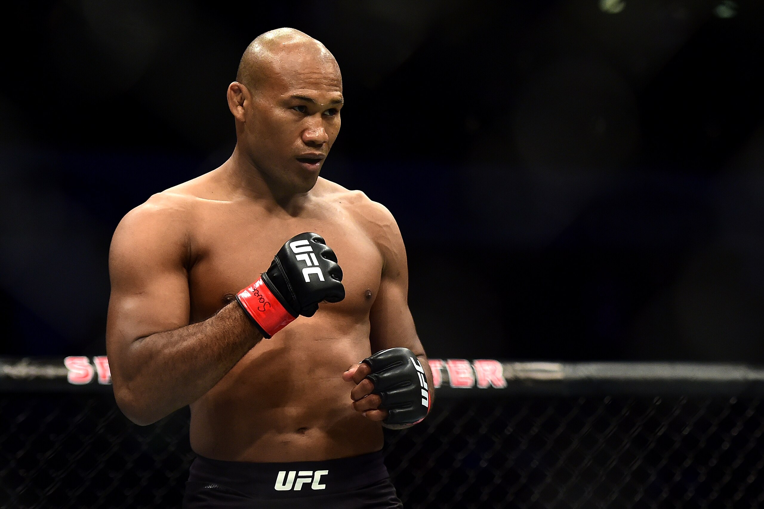 CHARLOTTE, NC - JANUARY 27:  Ronaldo 'Jacare' Souza of Brazil looks on prior to his middleweight bout against Derek Brunson during the UFC Fight Night event inside the Spectrum Center on January 27, 2018 in Charlotte, North Carolina.  (Photo by Jared C. T