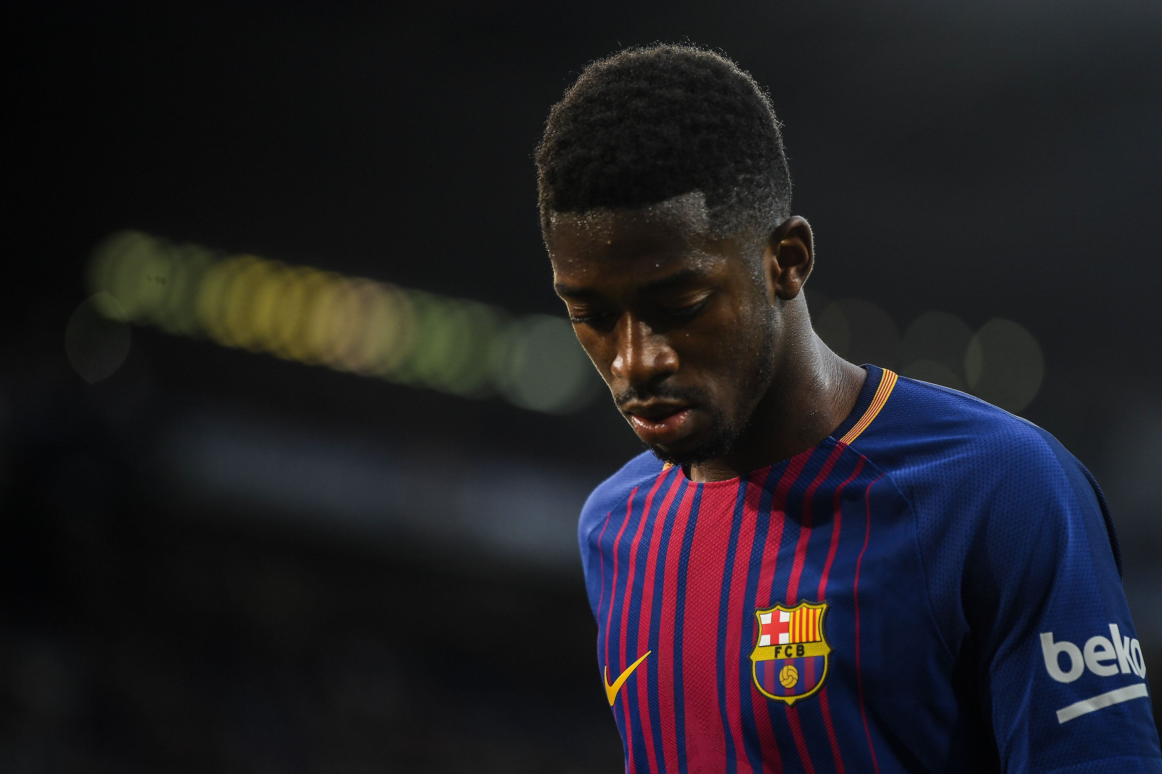 BARCELONA, SPAIN - MAY 09:  Oussame Dembele of FC Barcelona looks on during the La Liga match between FC Barcelona and Villarreal at Camp Nou on May 9, 2018 in Barcelona, Spain.  (Photo by David Ramos/Getty Images)