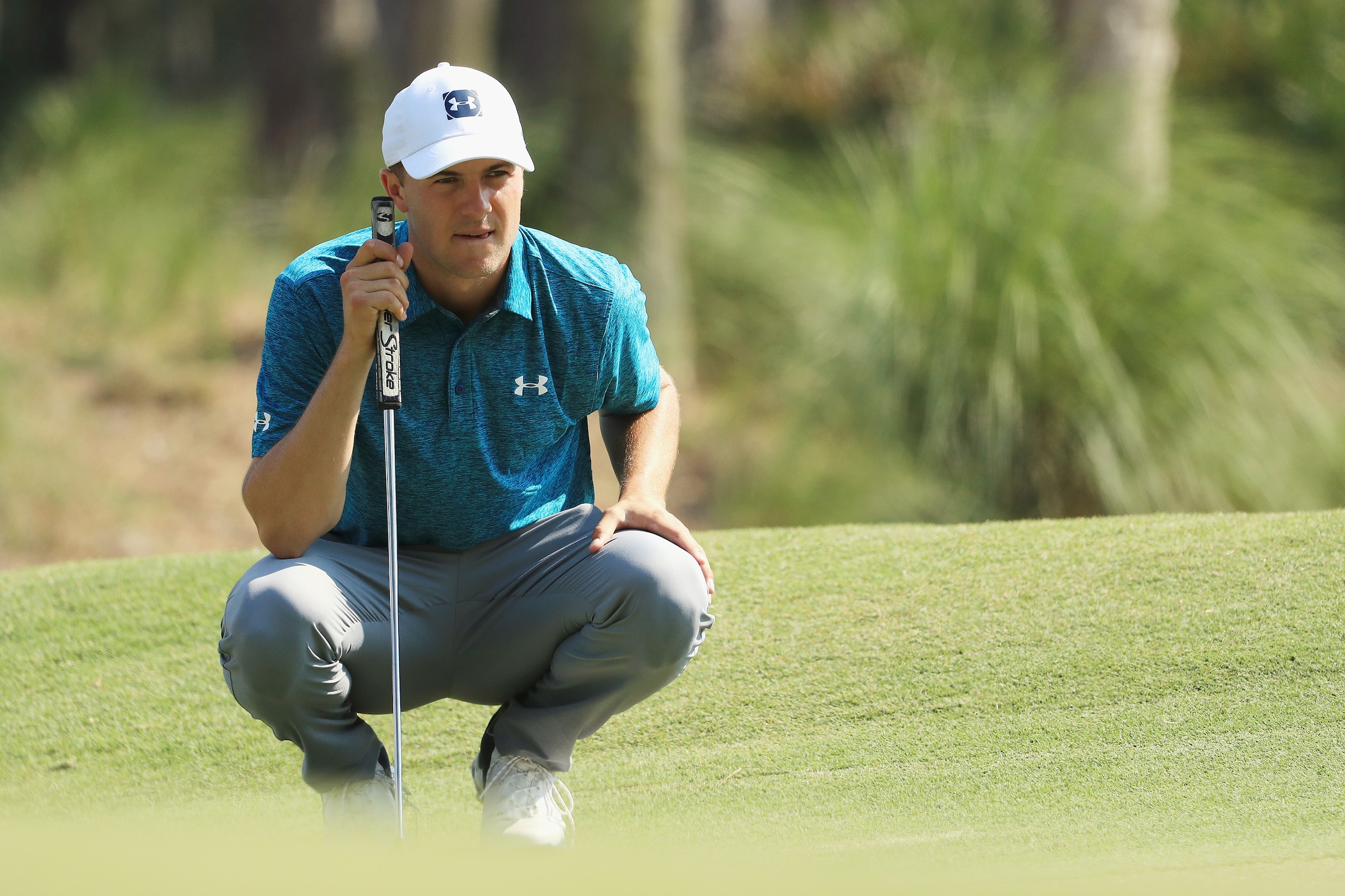 PONTE VEDRA BEACH, FL - MAY 11: Jordan Spieth of the United States plays his shot from the tenth tee during the second round of THE PLAYERS Championship on the Stadium Course at TPC Sawgrass on May 11, 2018 in Ponte Vedra Beach, Florida. (Photo by Mike PONTE VEDRA BEACH, FL - MAY 11: Jordan Spieth of the United States plays his shot from the tenth tee during the second round of THE PLAYERS Championship on the Stadium Course at TPC Sawgrass on May 11, 2018 in Ponte Vedra Beach, Florida. (Photo by Mike