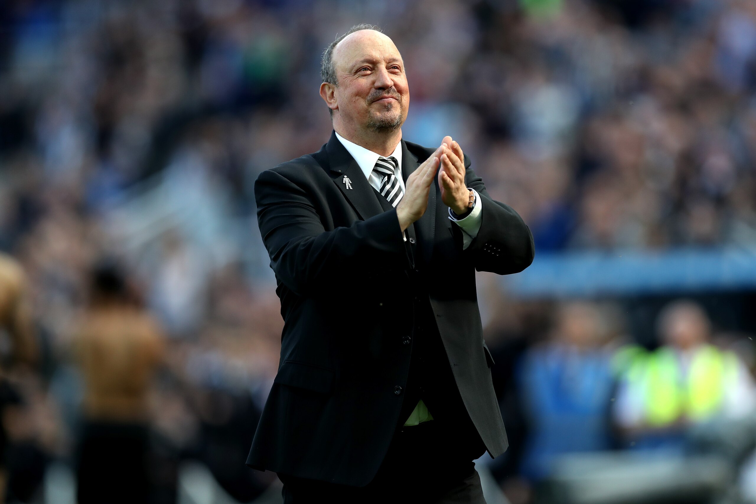 NEWCASTLE UPON TYNE, ENGLAND - MAY 13:  Rafael Benitez, Manager of Newcastle United reacts during the Premier League match between Newcastle United and Chelsea at St. James Park on May 13, 2018 in Newcastle upon Tyne, England.  (Photo by Ian MacNicol/Gett