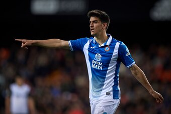 VALENCIA, SPAIN - APRIL 08:  Gerard Moreno of Espanyol reacts during the La Liga match between Valencia and Espanyol at Mestalla Stadium on April 8, 2018 in Valencia, Spain.  (Photo by Quality Sport Images/Getty Images)