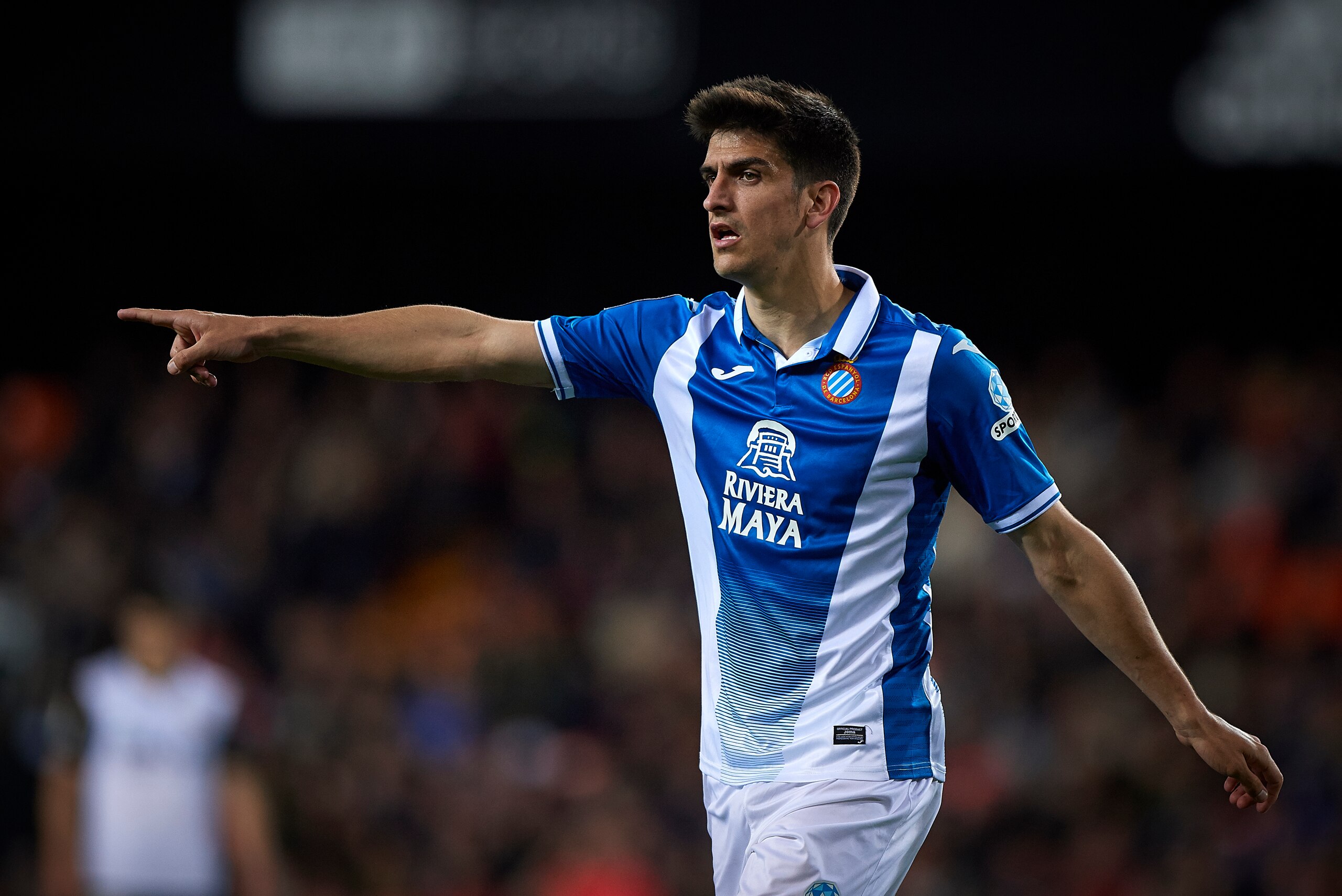 VALENCIA, SPAIN - APRIL 08:  Gerard Moreno of Espanyol reacts during the La Liga match between Valencia and Espanyol at Mestalla Stadium on April 8, 2018 in Valencia, Spain.  (Photo by Quality Sport Images/Getty Images)